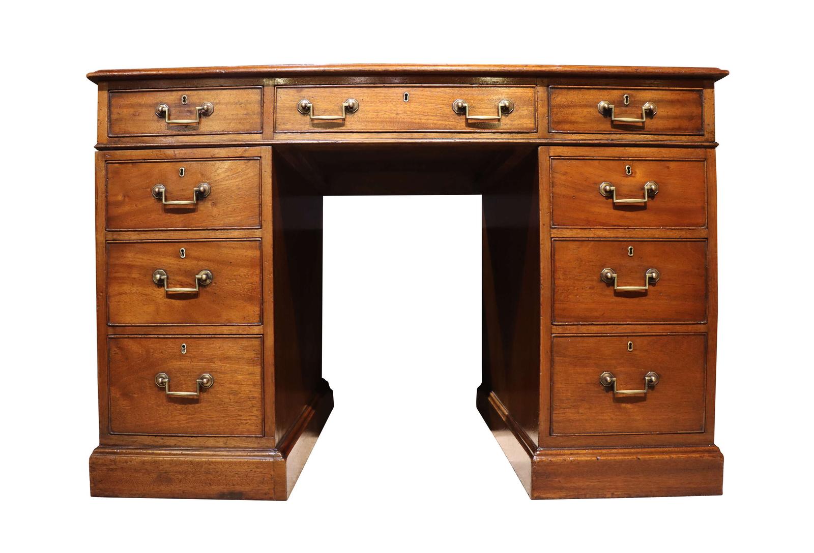 Good Quality Edwardian Oak Lined Mahogany Pedestal Desk (1 of 6) Good Quality Edwardian Oak Lined Mahogany Pedestal Desk (1 of 6)