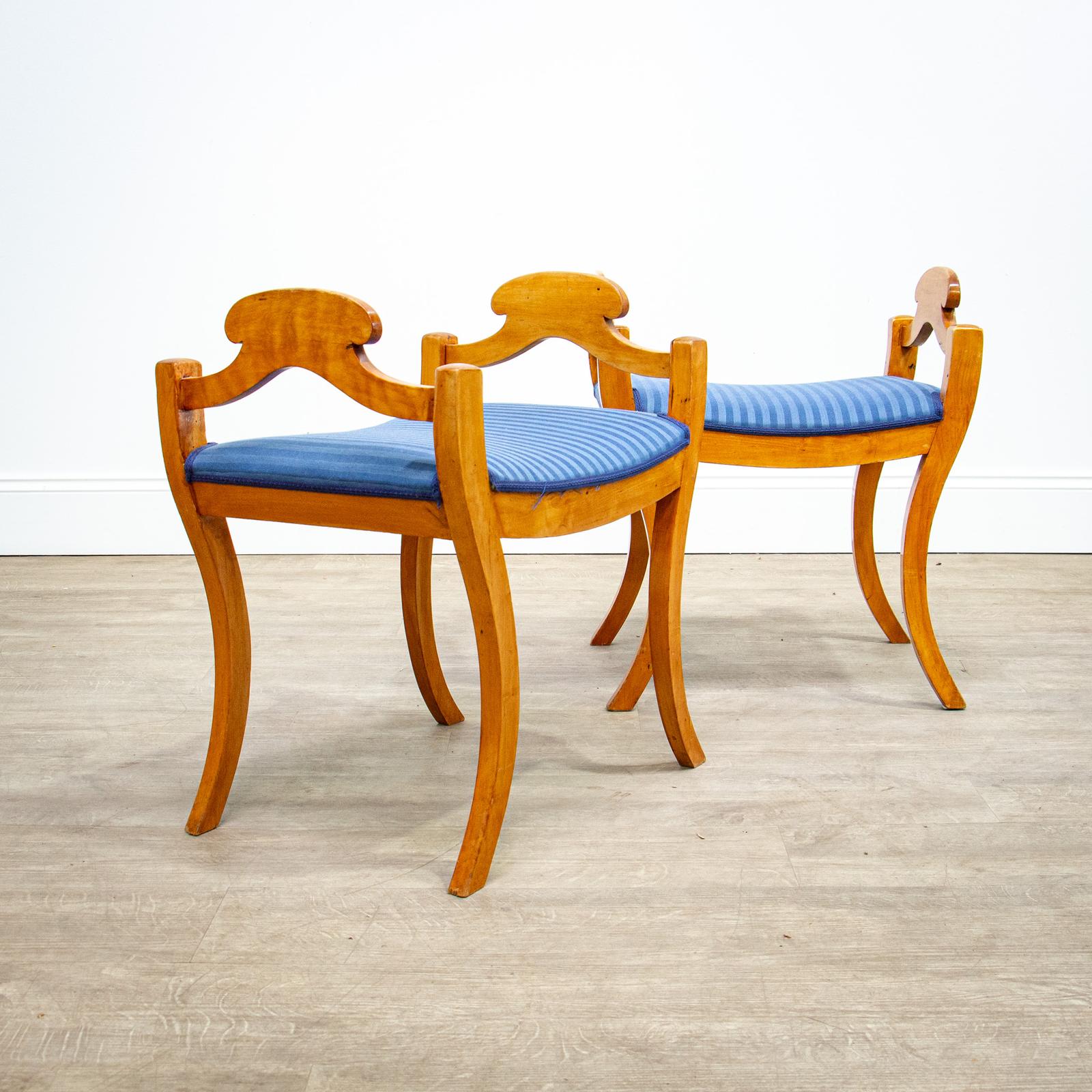 Pair of Biedermeier Stools with Blue Upholstery (1 of 13) Pair of Biedermeier Stools with Blue Upholstery (1 of 13)