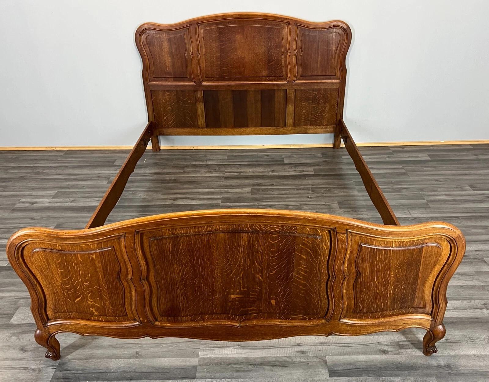 Bed Vintage French Double Bed Frame Oak Headboard (1 of 6) Bed Vintage French Double Bed Frame Oak Headboard (1 of 6)