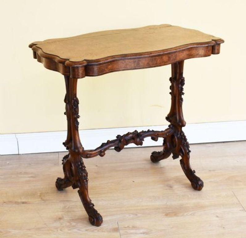 Victorian Burr Walnut Inlaid Table (1 of 11)