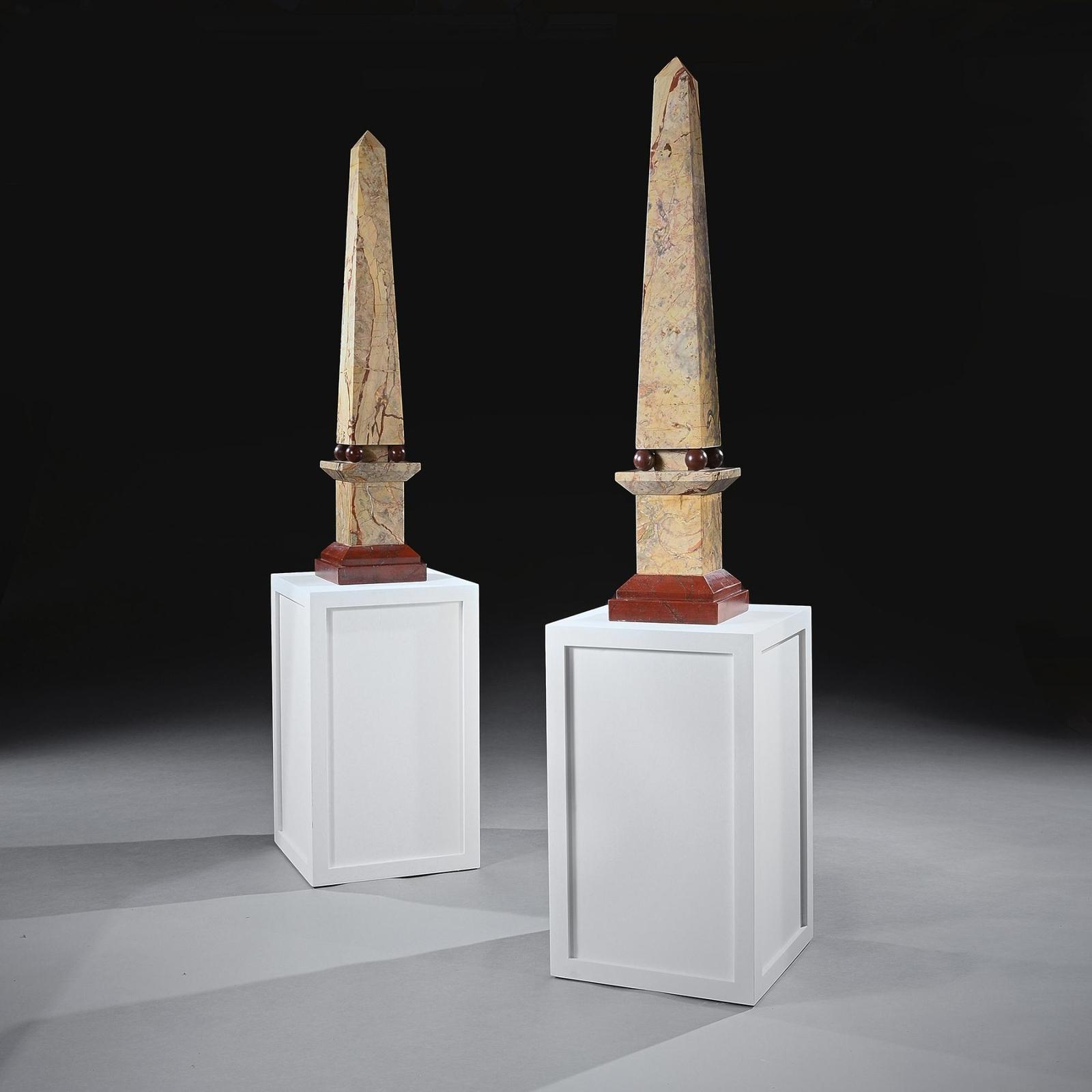 Pair of Portasanta & Rosso Antico Marble Obelisks - Italian Early 20th Century (1 of 15)