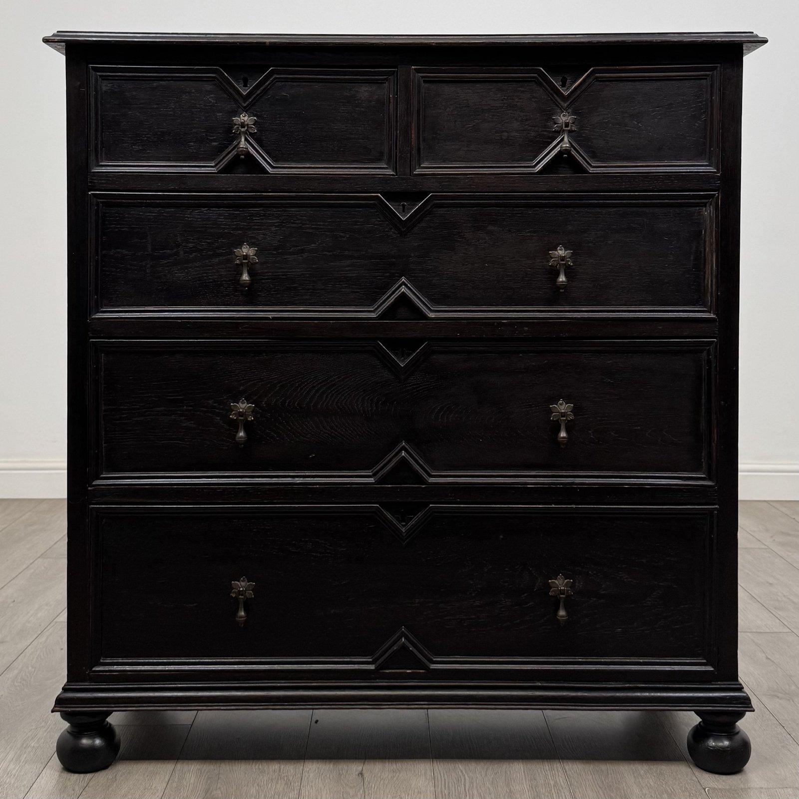 Antique Jacobean Style Oak Chest of Drawers | Ebonised Two Over Three | AF-6754 (1 of 11) Antique Jacobean Style Oak Chest of Drawers | Ebonised Two Over Three | AF-6754 (1 of 11)