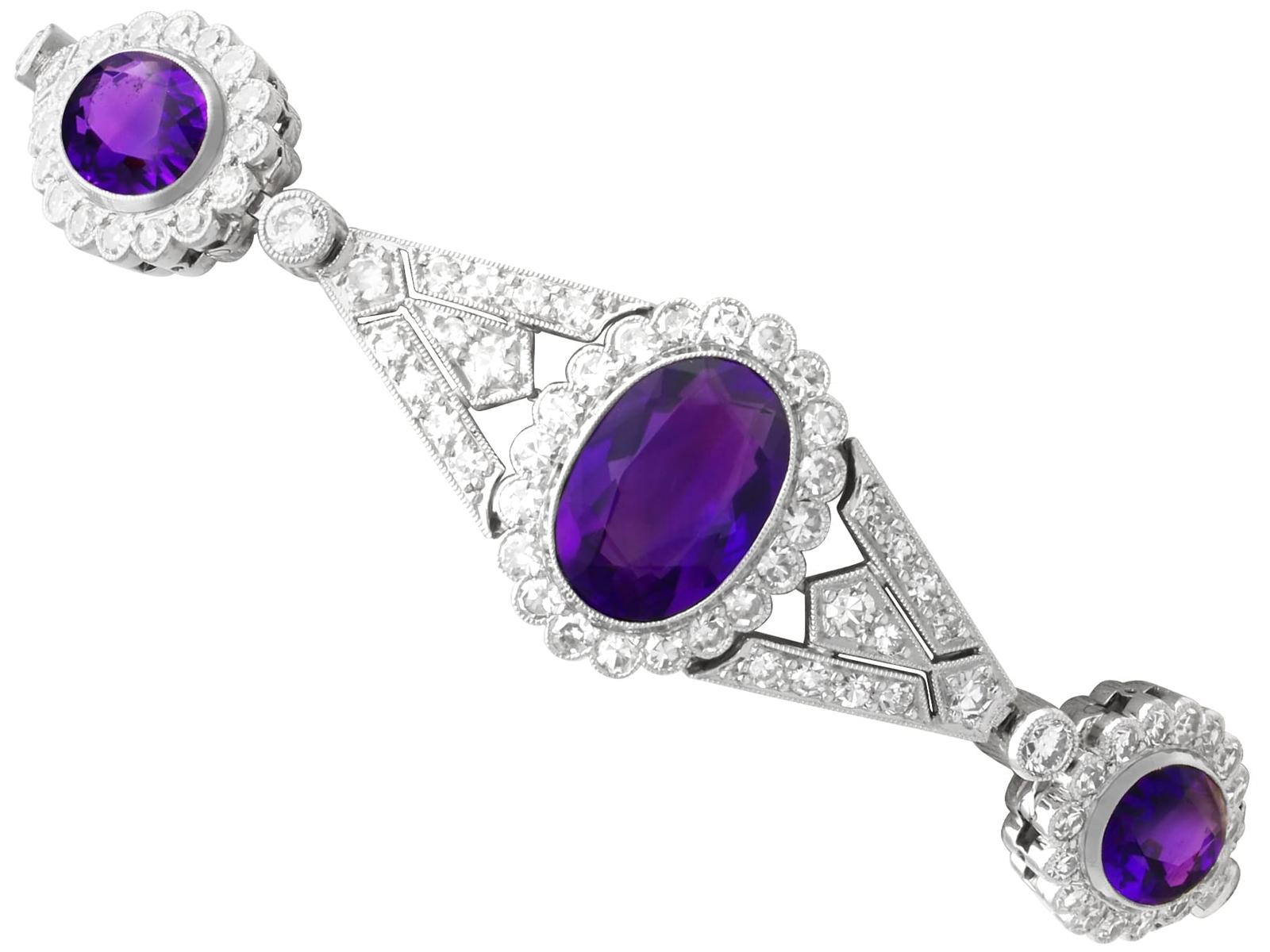 Antique 4.50ct Amethyst, 2.70ct Diamond & 18k White Gold Bracelet Circa 1920 (1 of 14) Antique 4.50ct Amethyst, 2.70ct Diamond & 18k White Gold Bracelet Circa 1920 (1 of 14)
