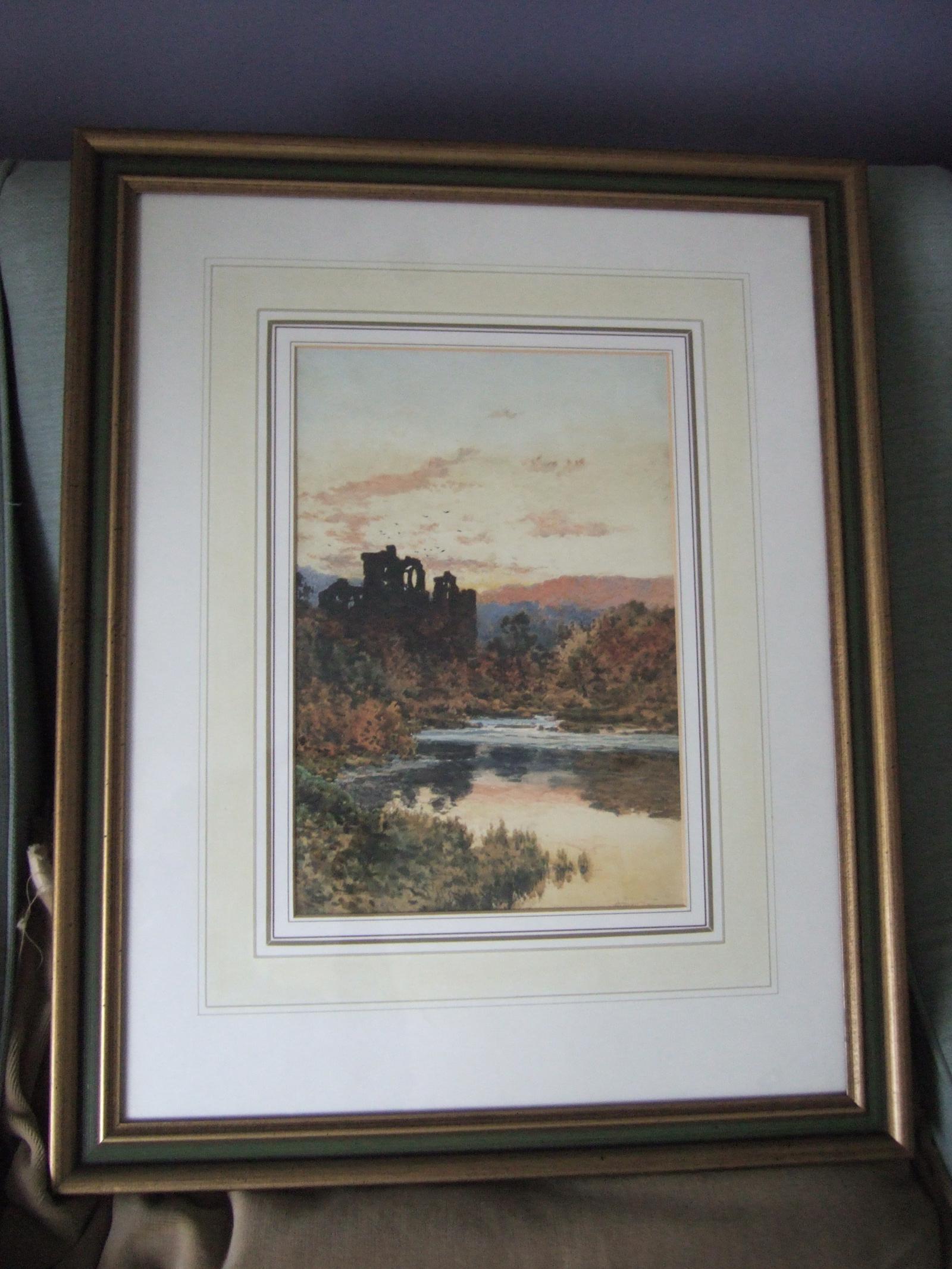 19th Century Watercolour of a Romantic Ruin- Illegibly Signed (1 of 5)