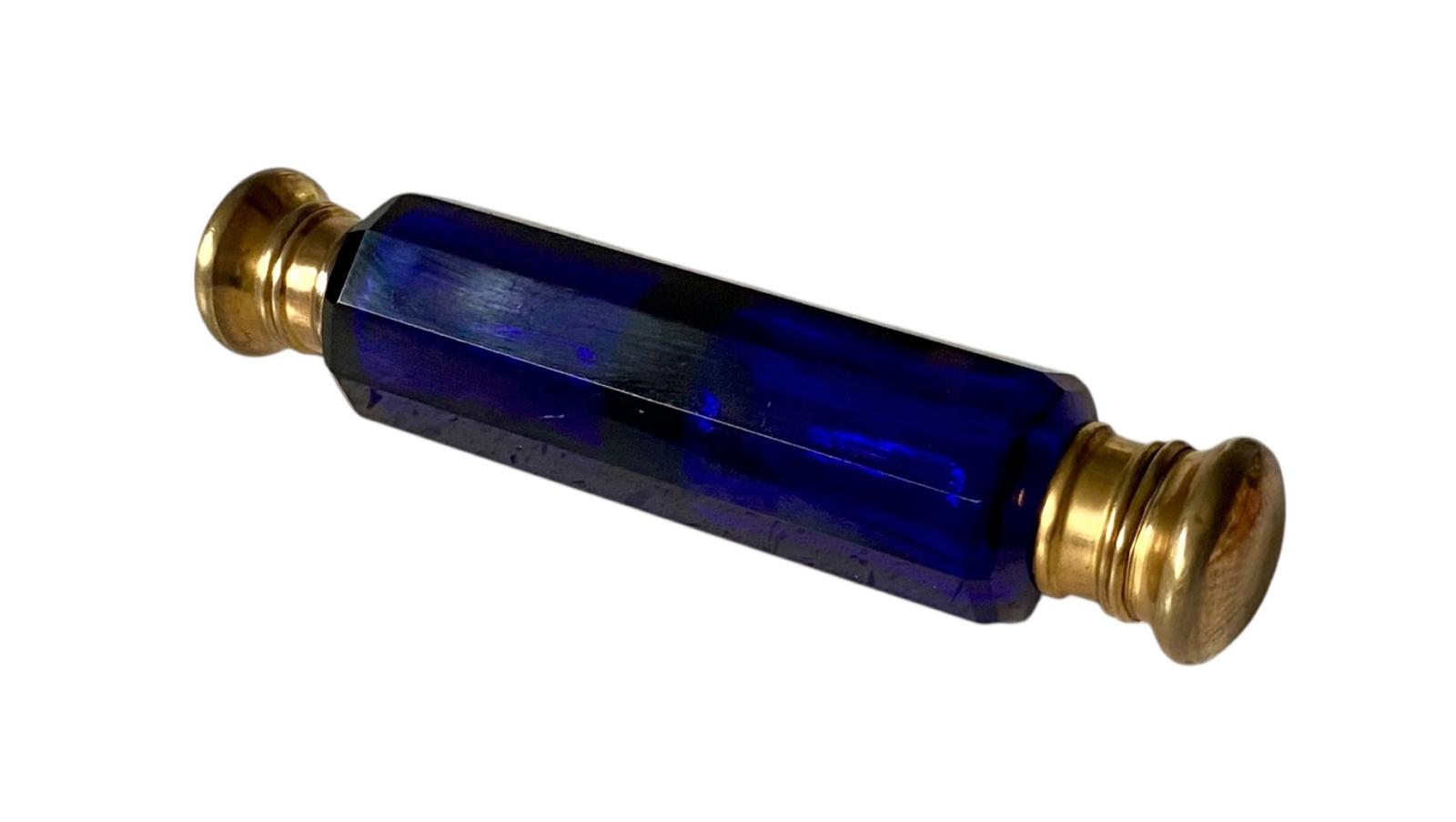 Antique Bristol Blue Double Ended Perfume Scent Bottle c.1880 (1 of 10)