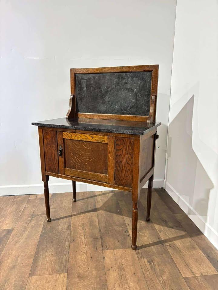 Edwardian Oak Washstand with Marble Top (1 of 16)