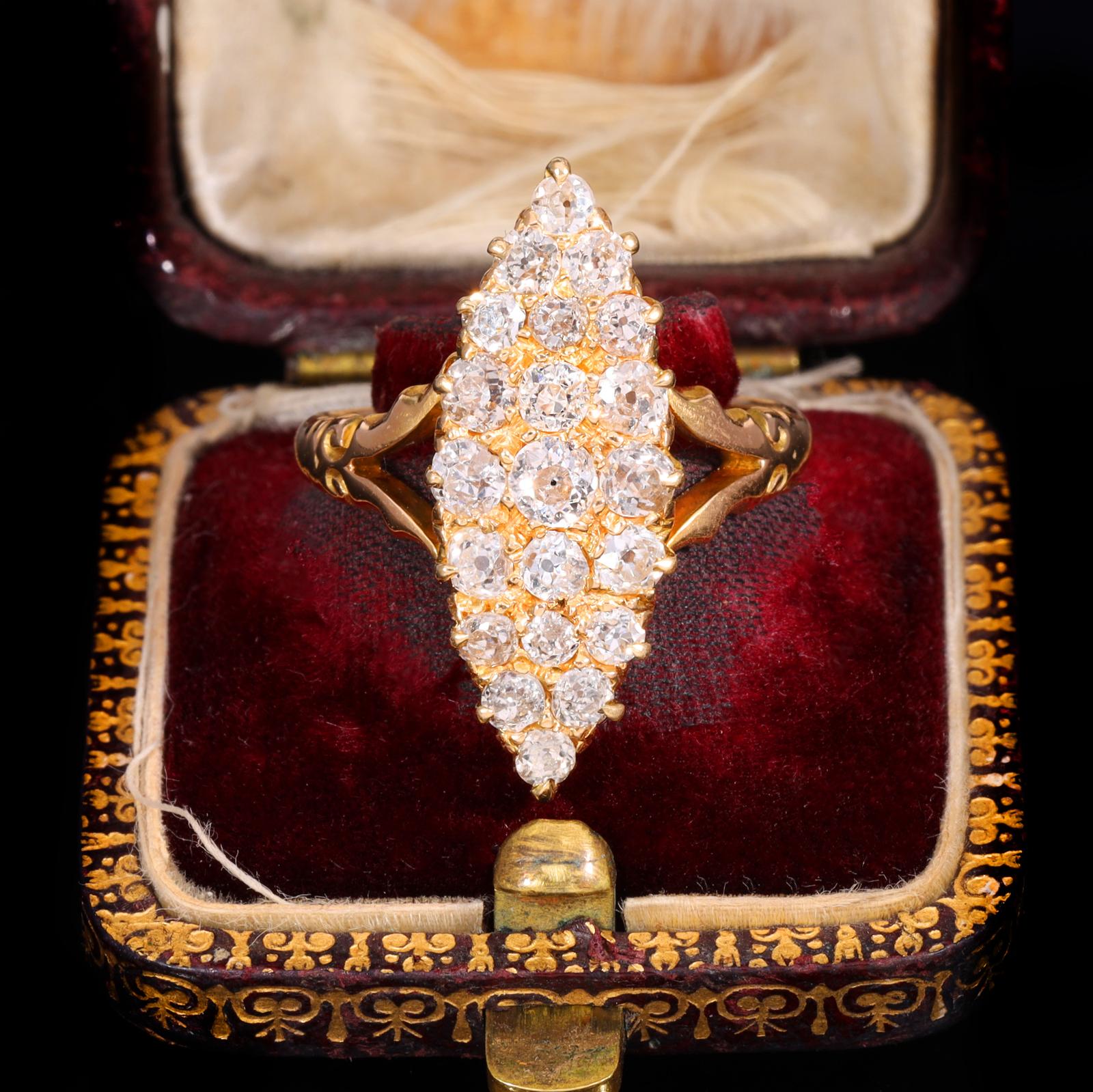 The Antique Victorian Old European Cut Diamond Navette Ring (1 of 9)