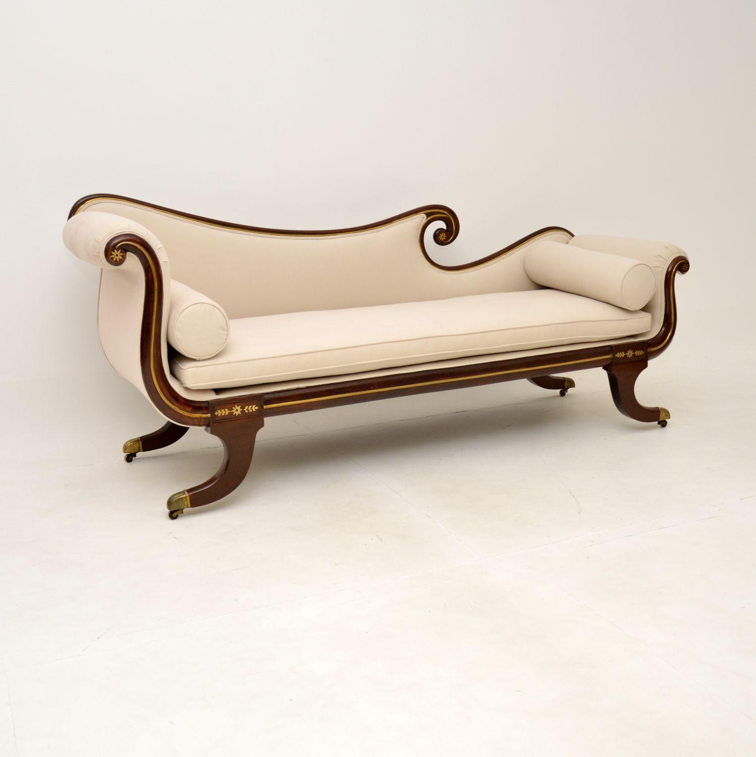 Antique Regency Period Chaise Longue in Rosewood & Brass (1 of 12) Antique Regency Period Chaise Longue in Rosewood & Brass (1 of 12)