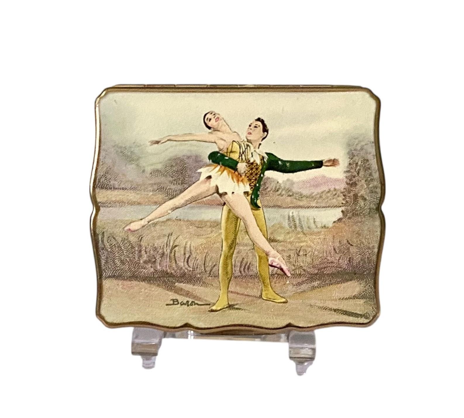 Vintage Stratton Musical Baron Ballerinas Ballet Powder Compact c.1950 (1 of 9)