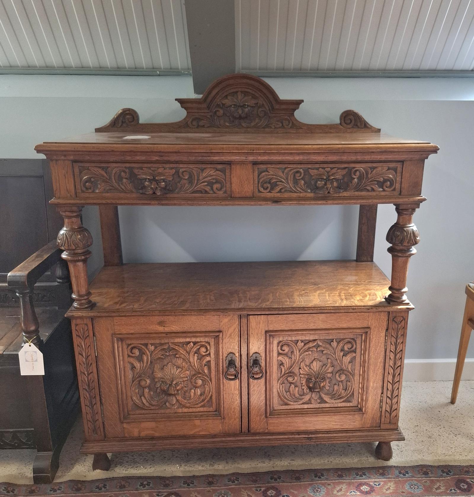 Magnificent French Hand-carved Solid Oak Chiffonier 1889 (1 of 6)