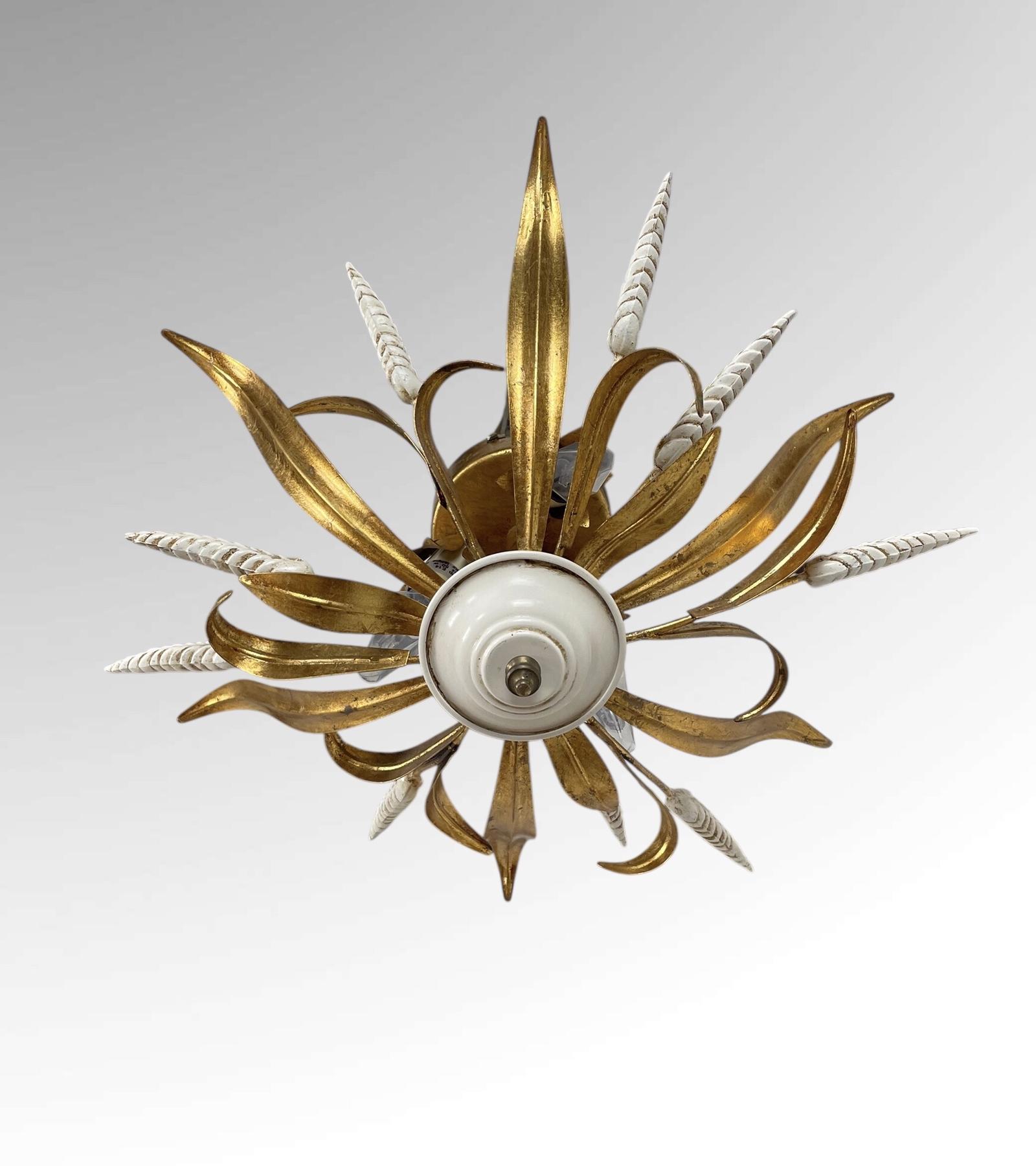 French Gilt Wheatsheaf Toleware Ceiling Light & Wall Light (1 of 15)