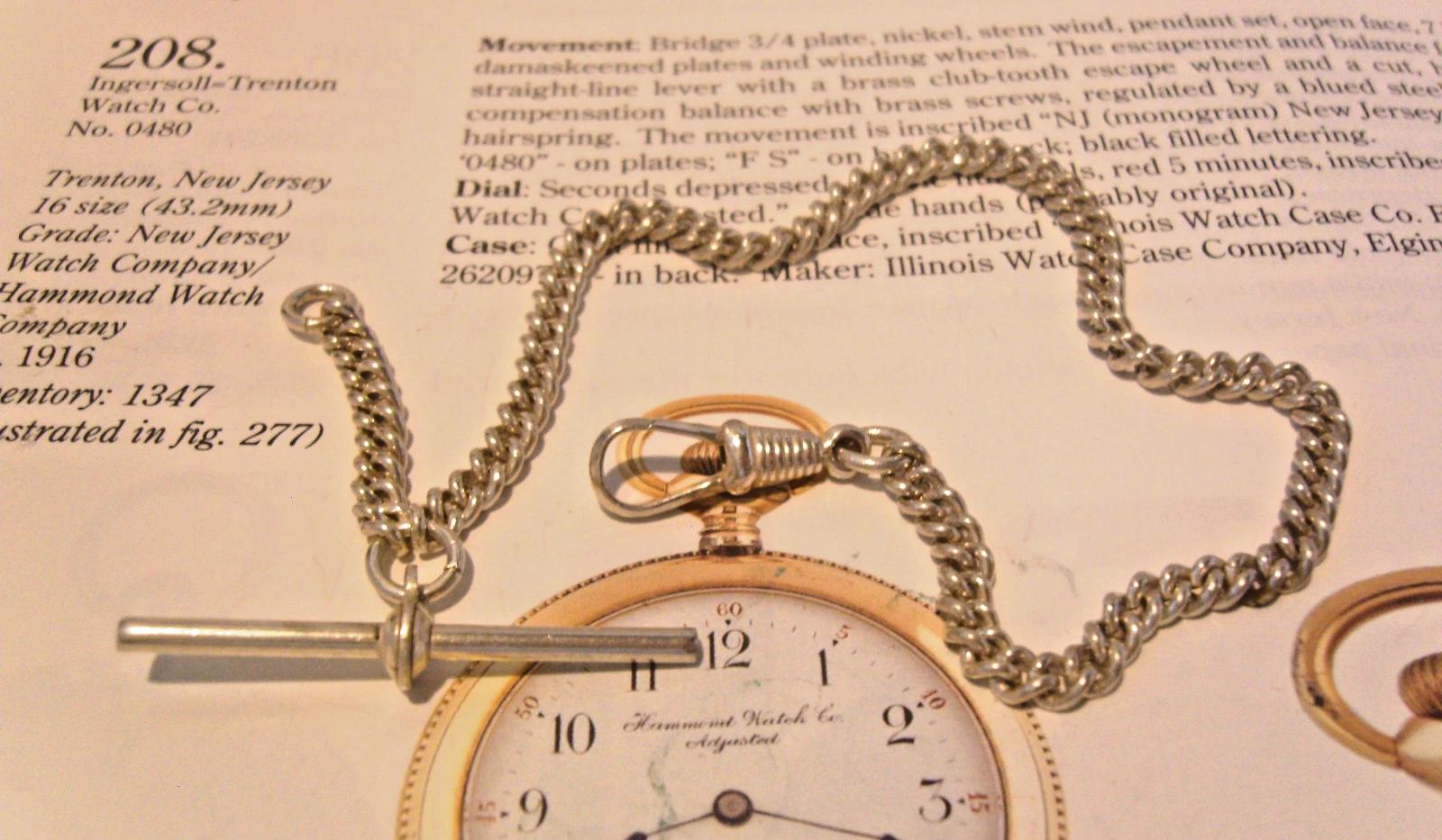 Pocket Watch Chain Silver Nickel Albert With T Bar 1940s Vintage New Old Stock (1 of 9)