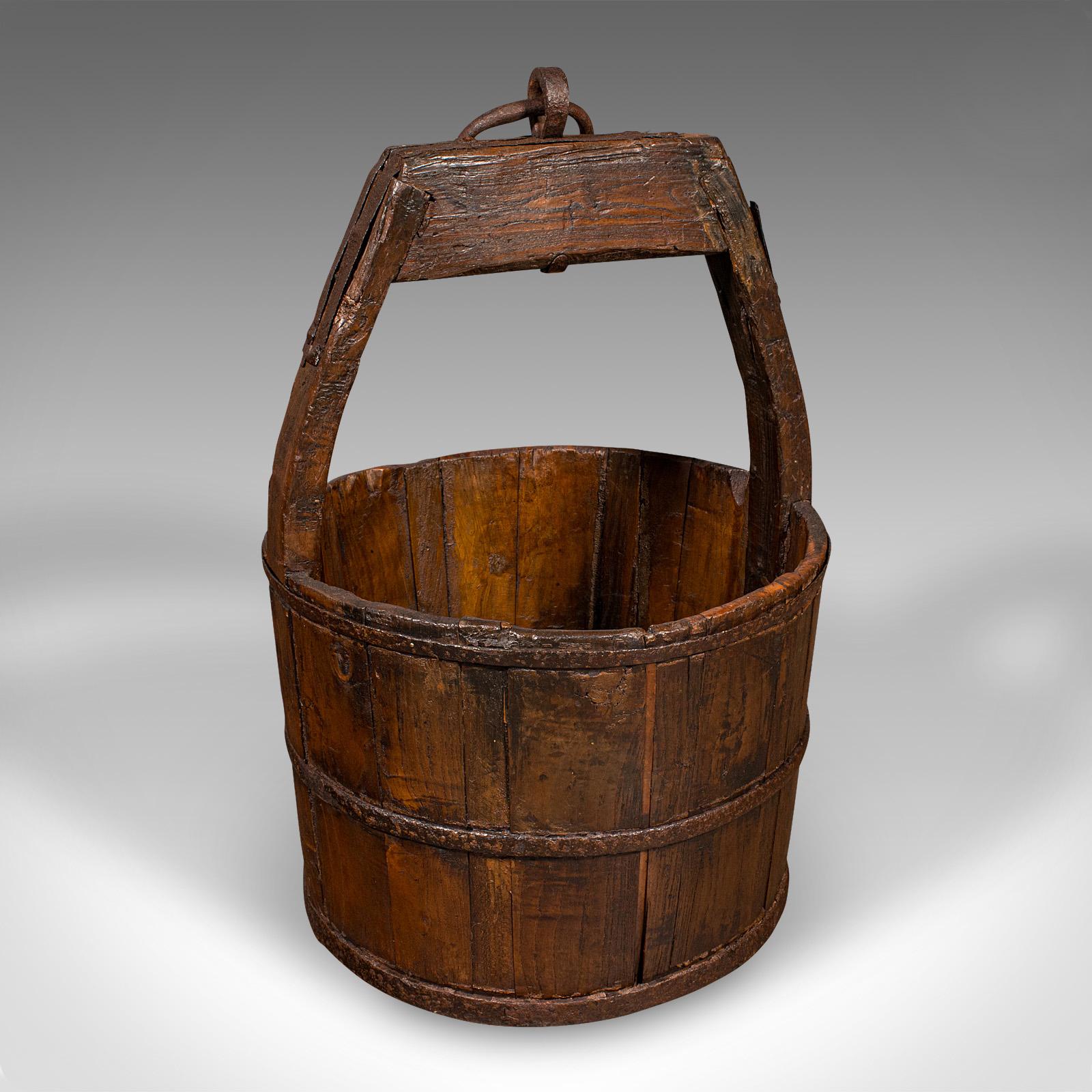 Large Antique Country Garden Well Bucket, English, Planter, Georgian, Fuel Store (1 of 9)