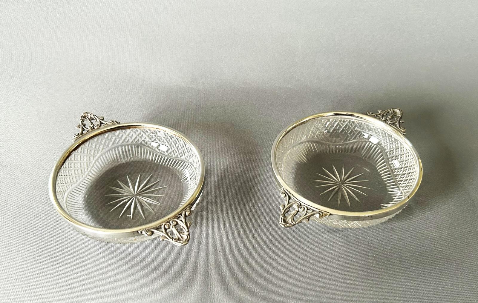 Gorgeous Pair of Victorian Silver & Cut Glass Trinket Dishes (1 of 6)