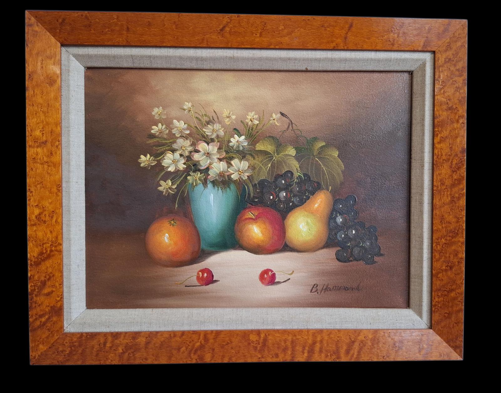 Framed Oil on Canvas Still Life by B. Hammond (1 of 4)
