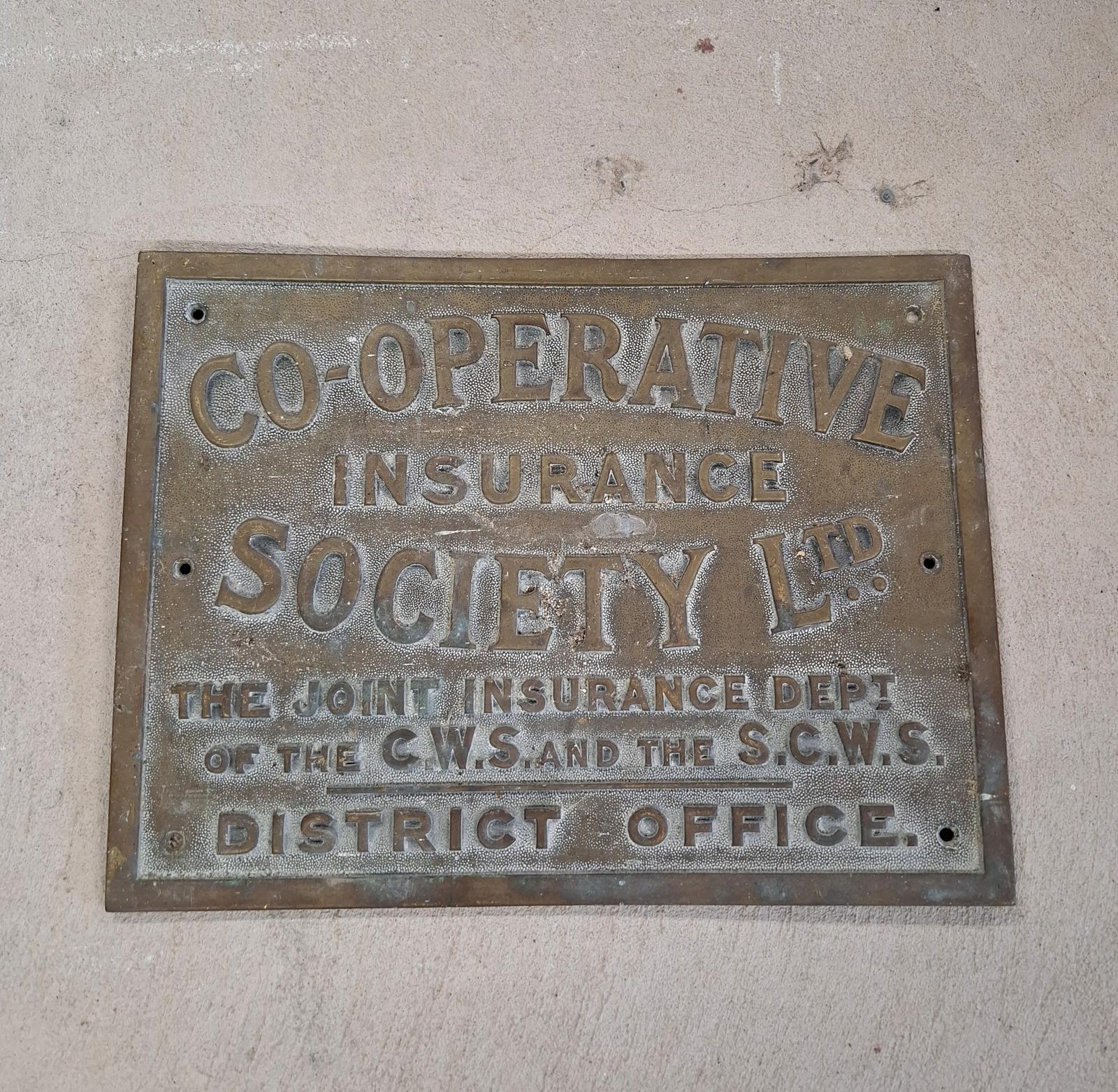 Scarce Vintage Solid Brass CO-OP Sign (1 of 1)
