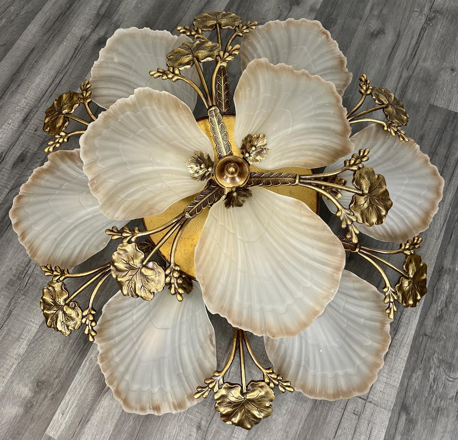 Chandelier Vintage French Gilt Floral Ceiling Light 9 Bulb (1 of 19)
