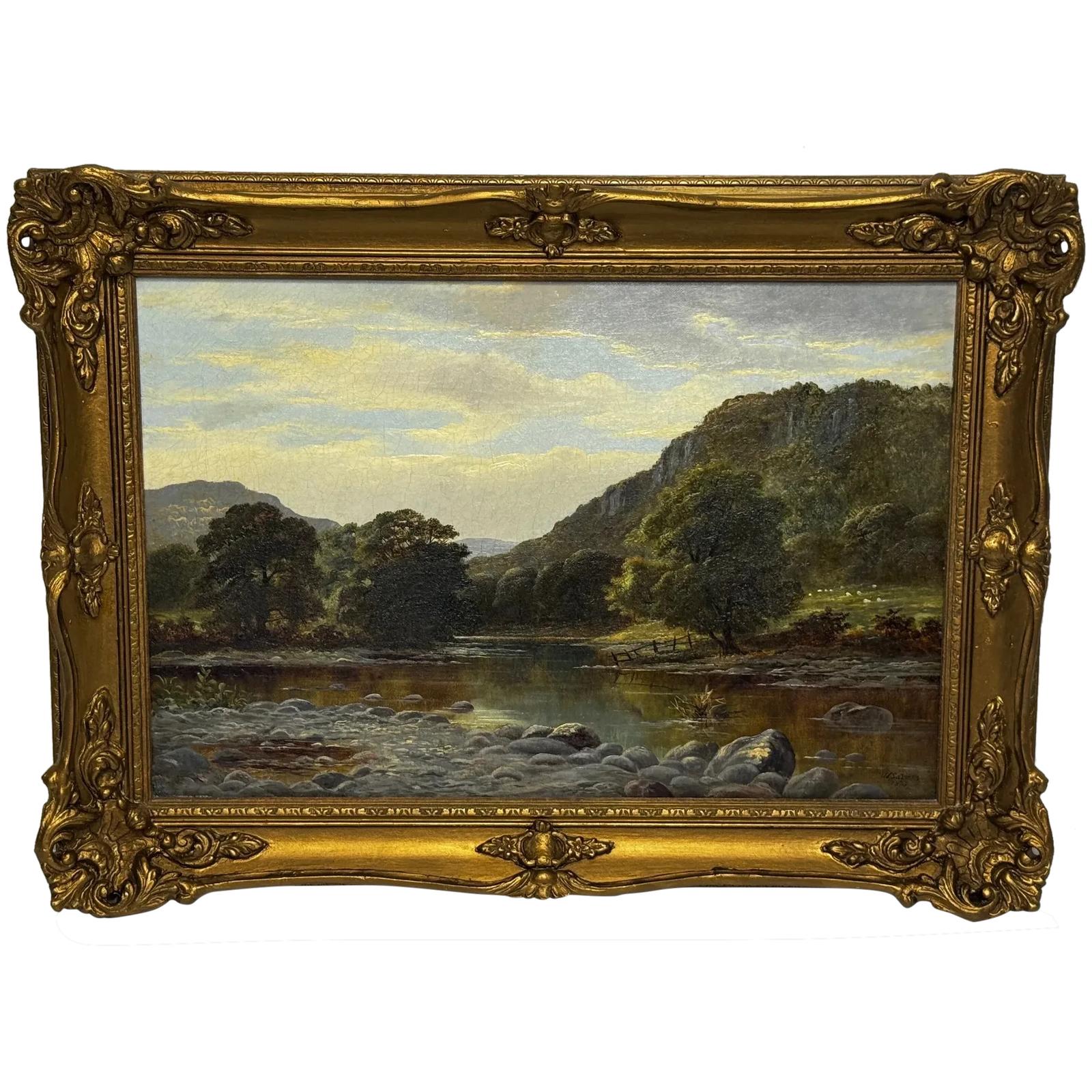 Oil Painting Nr Capel Curig Wales Landscape by John Cuthbert Salmon c.1870 (1 of 42)