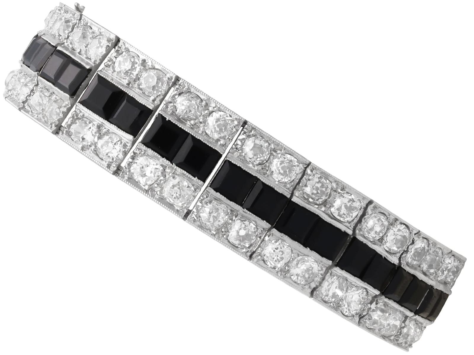 Antique 6.84ct Onyx, 15.40ct Diamond & Platinum Bracelet c.1920 (1 of 13)