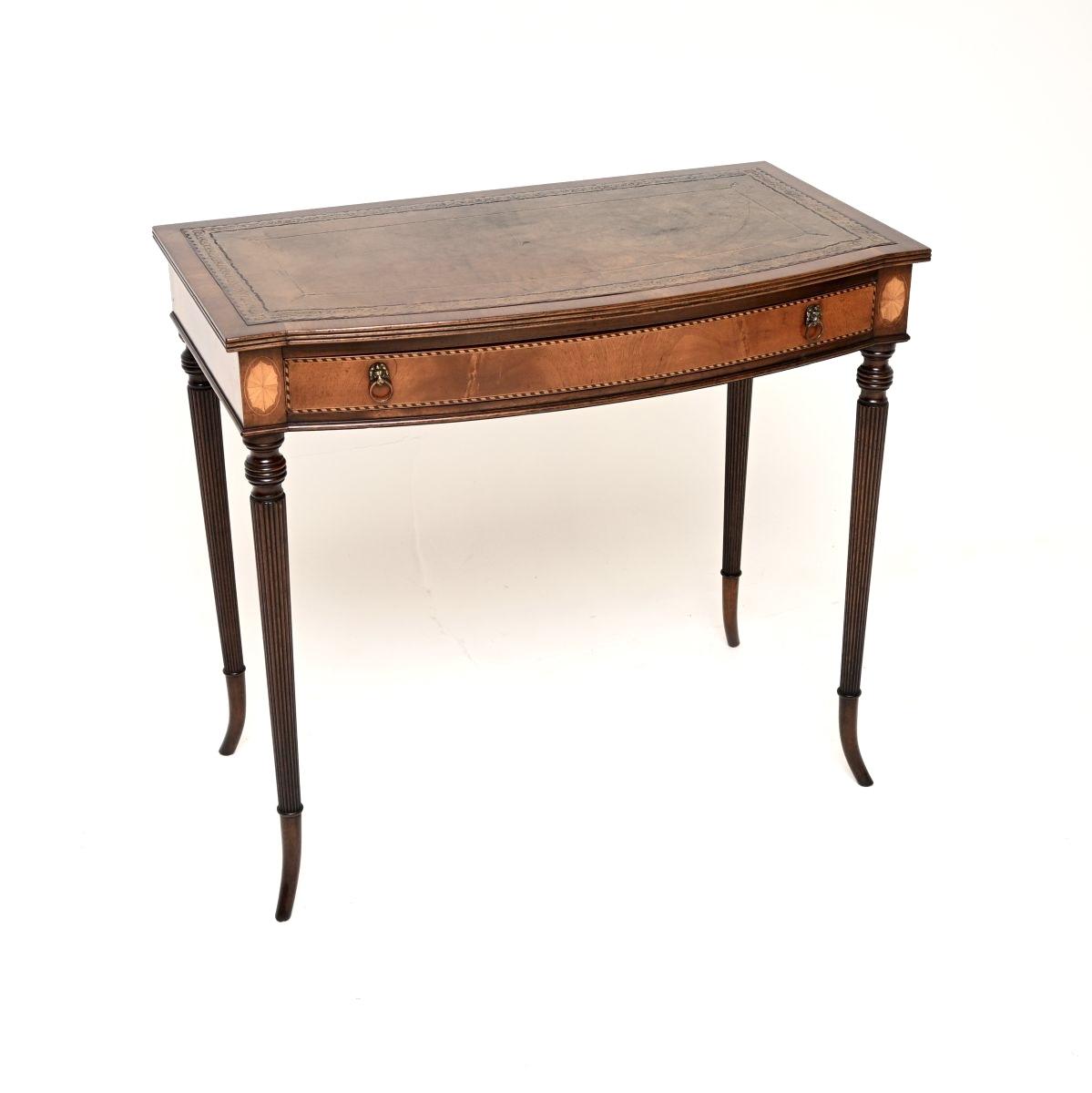 Antique Inlaid Mahogany Leather Top Writing / Side Table (1 of 10) Antique Inlaid Mahogany Leather Top Writing / Side Table (1 of 10)