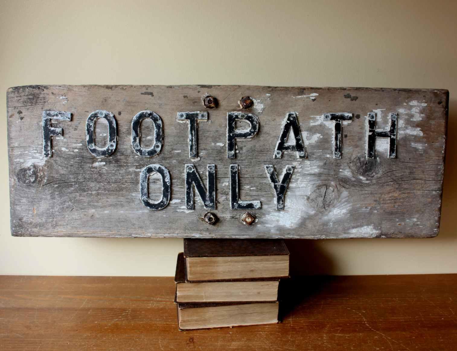 Wood & Metal Footpath Only Sign - Rustic Garden Decorative Sign (1 of 12) Wood & Metal Footpath Only Sign - Rustic Garden Decorative Sign (1 of 12)