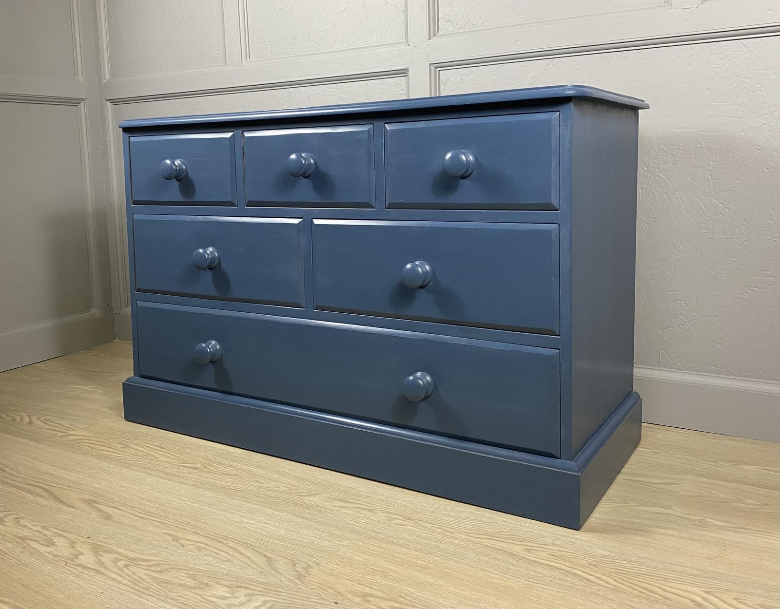 Blue Painted Pine Chest of Drawers (1 of 7) Blue Painted Pine Chest of Drawers (1 of 7)
