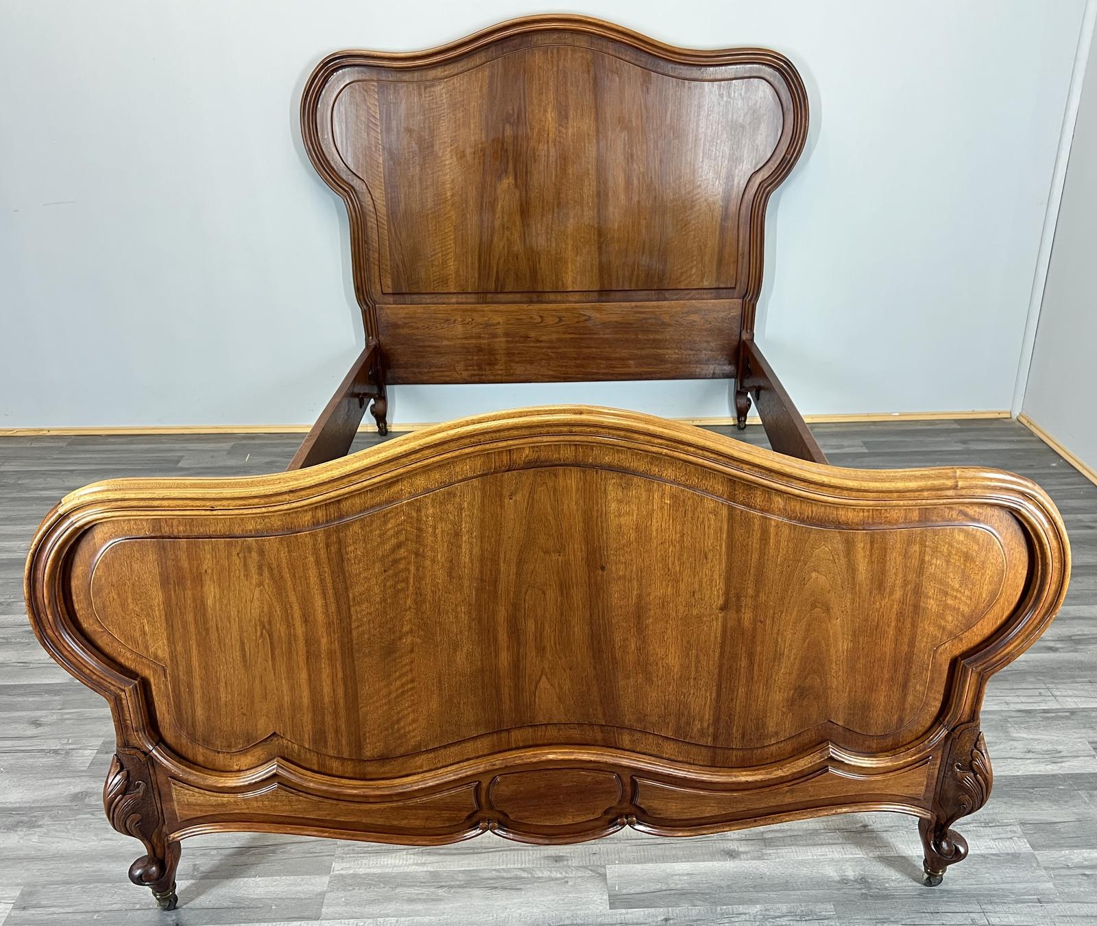 Bed Frame Vintage French Rocaille Walnut Double Ornate (1 of 12)