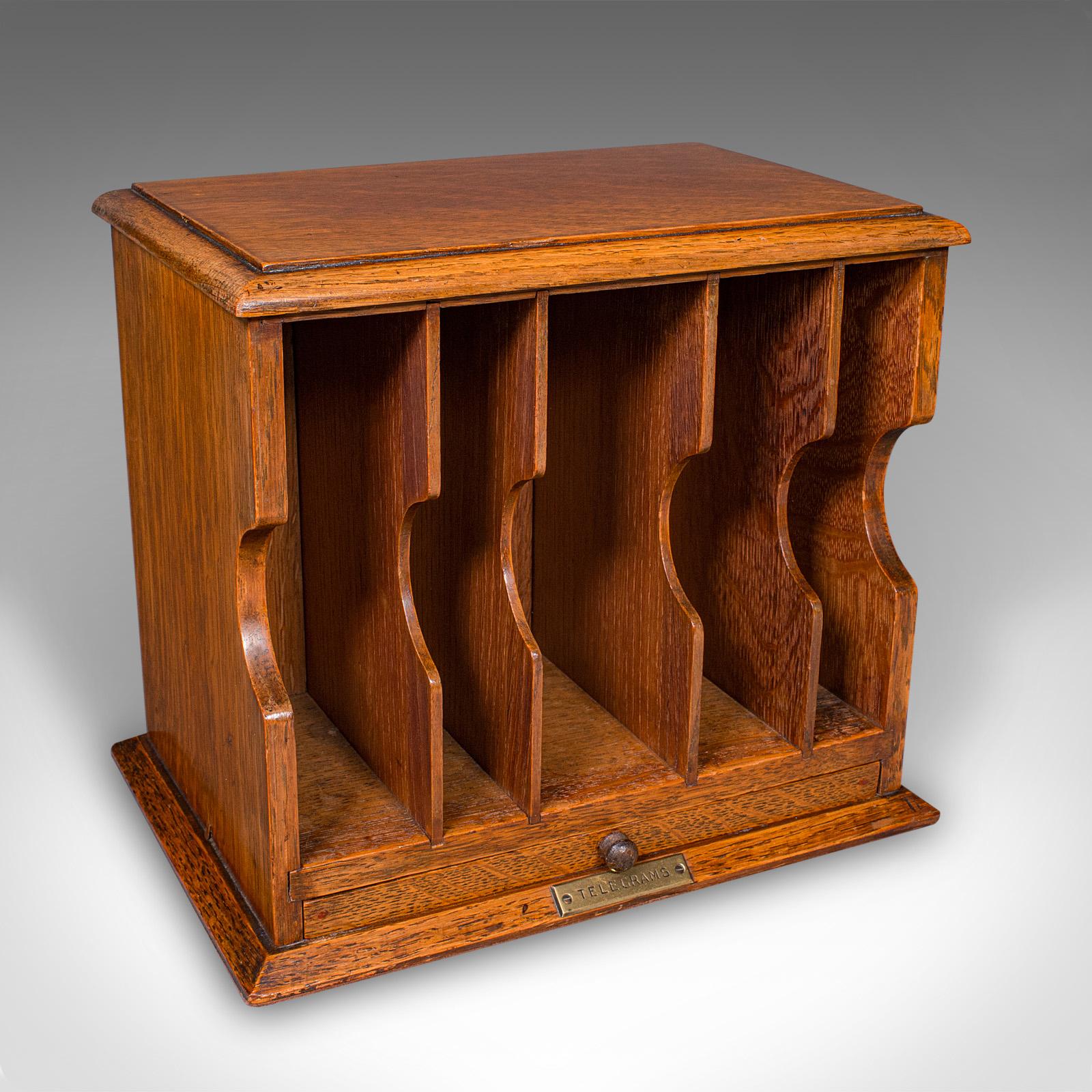 Antique Telegram Case, English, Oak, Letter Organiser, Victorian Stationery Box (1 of 8)