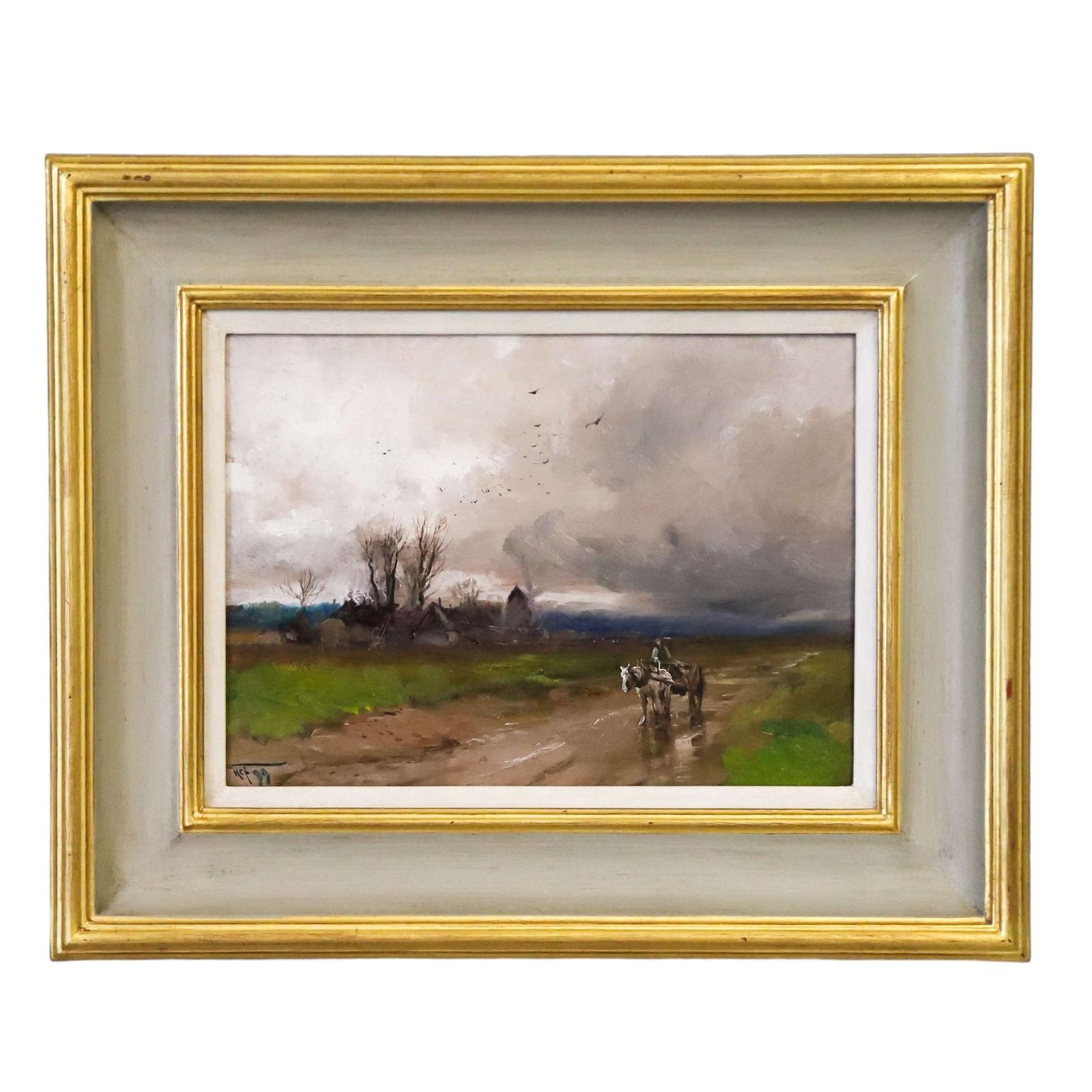 Rare Oil On Board Pony And Trap Charles Henry Fox (RBA) 1855-1929 (1 of 7)