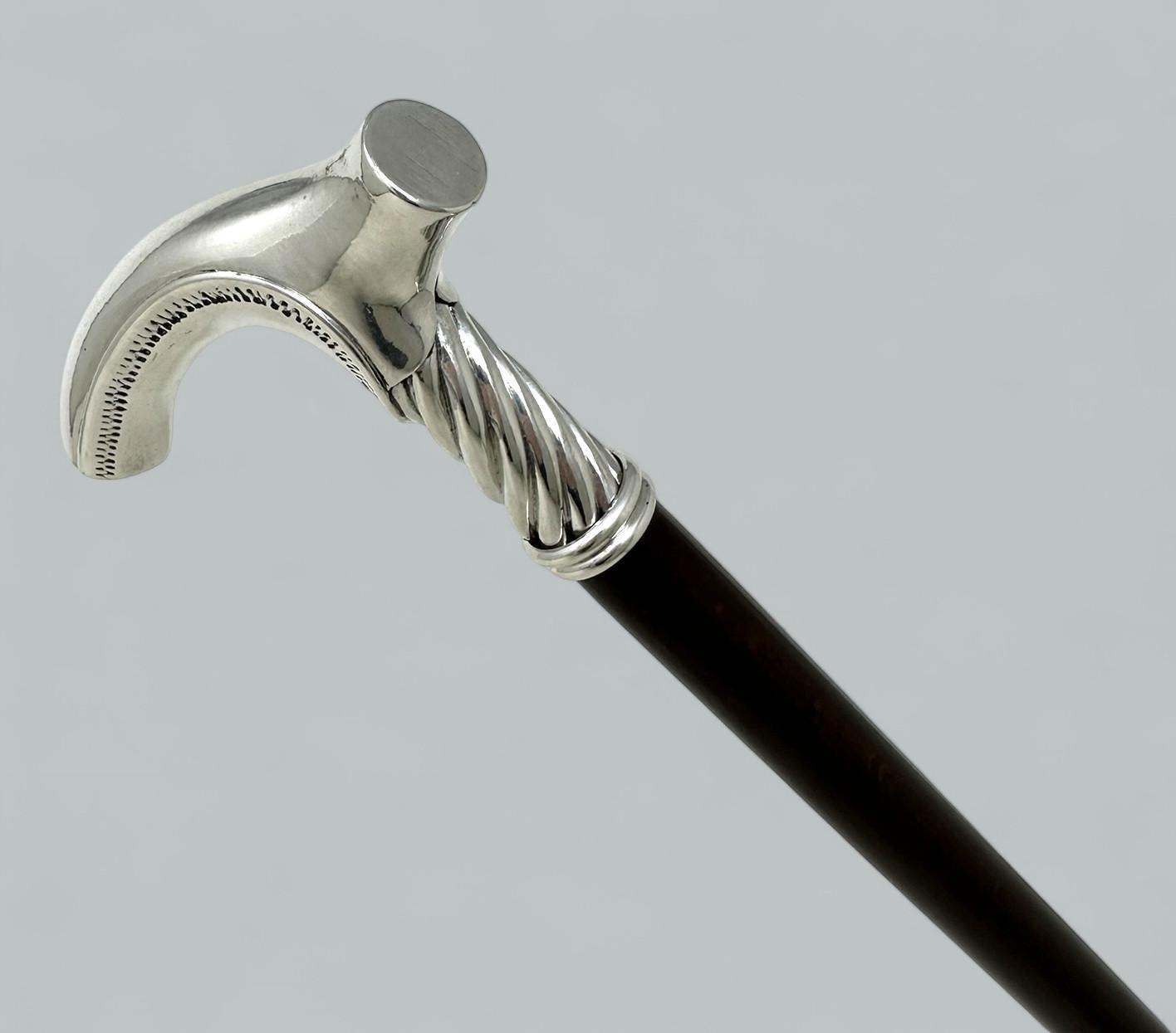 Antique Vintage Ladys Art Nouveau Wooden Walking Dress Stick Sterling Silver (1 of 7)