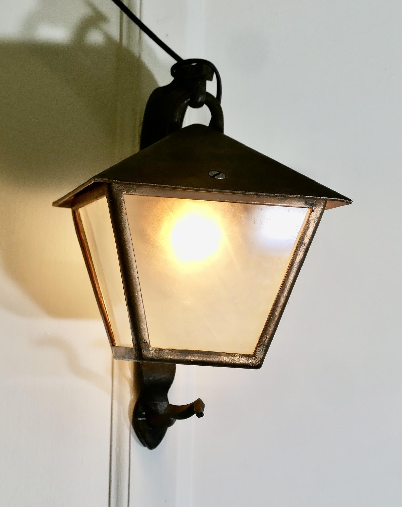 Attractive Iron & Copper Wall Lantern (1 of 6)
