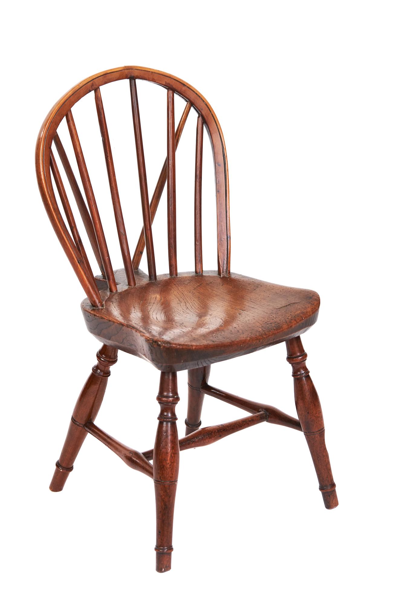 Rare 19th Century Yew & Elm Childs Hoop Back Chair (1 of 4)