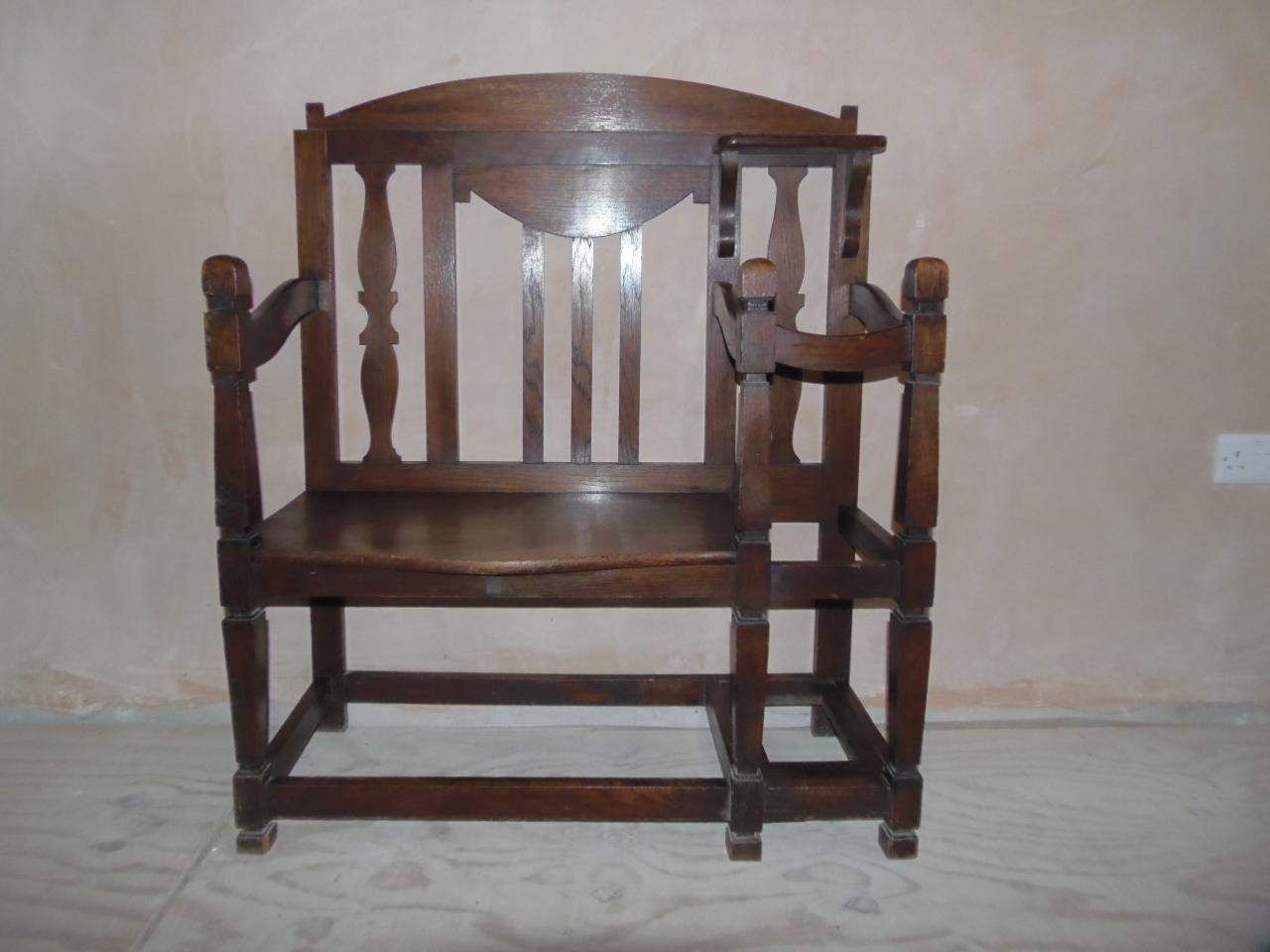 Arts & Crafts Oak Hall Settle + Stand (1 of 12)