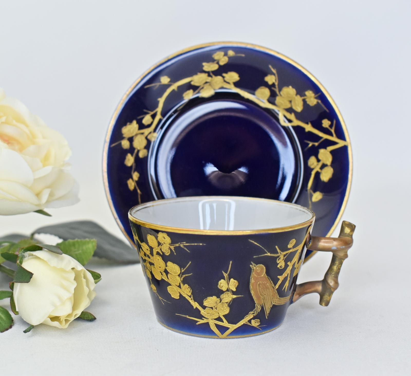 Antique Charles Field Haviland Limoges Cobalt & Raised Gilt Coffee Cup & Saucer (1 of 5) Antique Charles Field Haviland Limoges Cobalt & Raised Gilt Coffee Cup & Saucer (1 of 5)