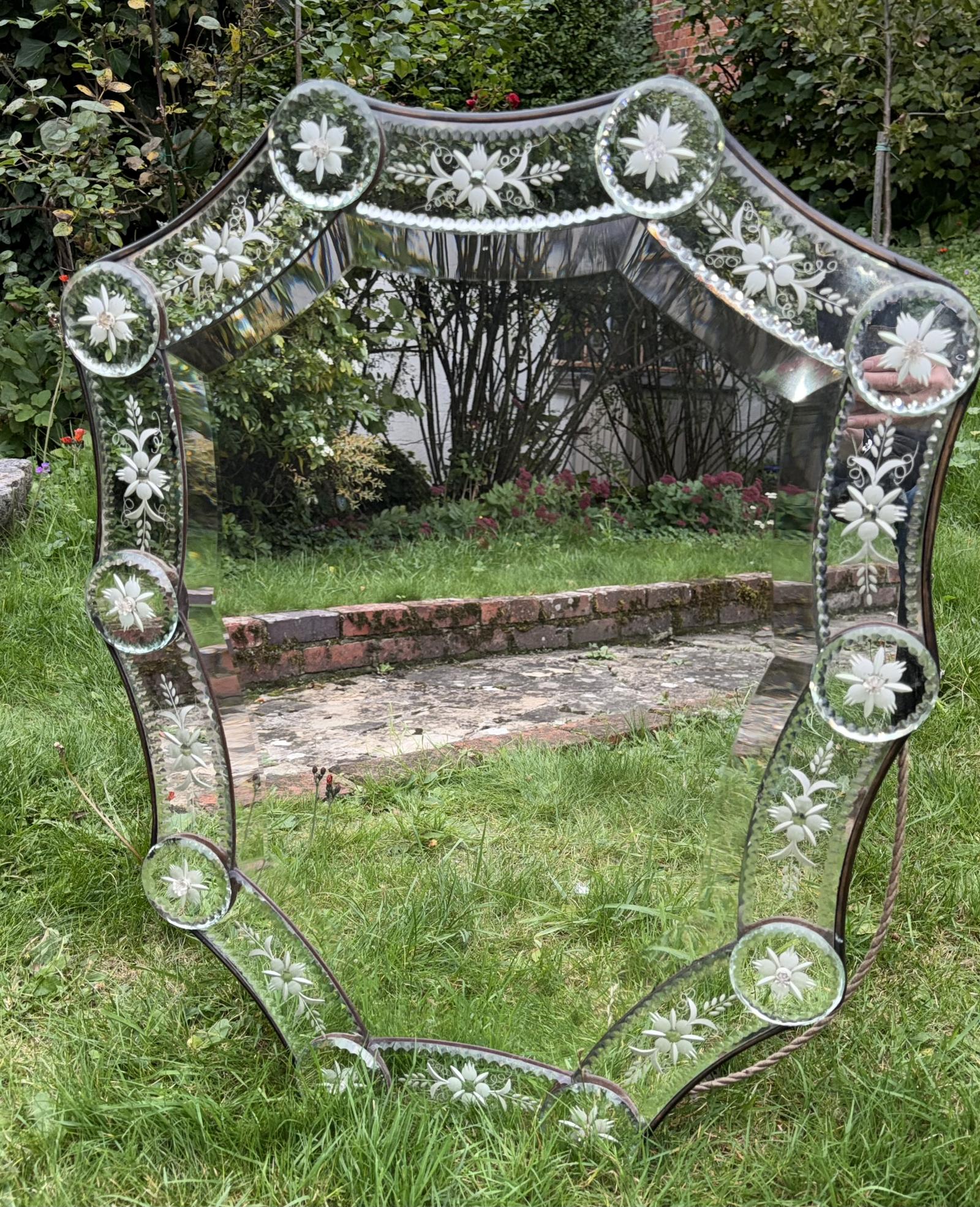 Etched & Cut Glass Venetian Mirror (1 of 5)