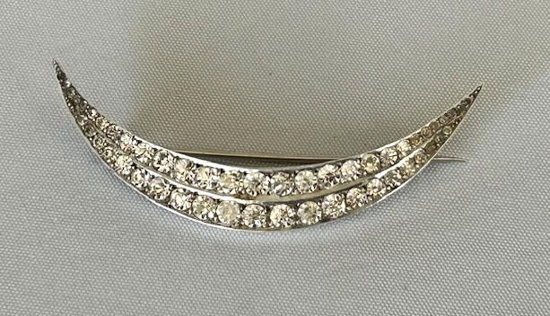 Austro/hungarian Silver & Diamond Paste Crescent Brooch (1 of 6)