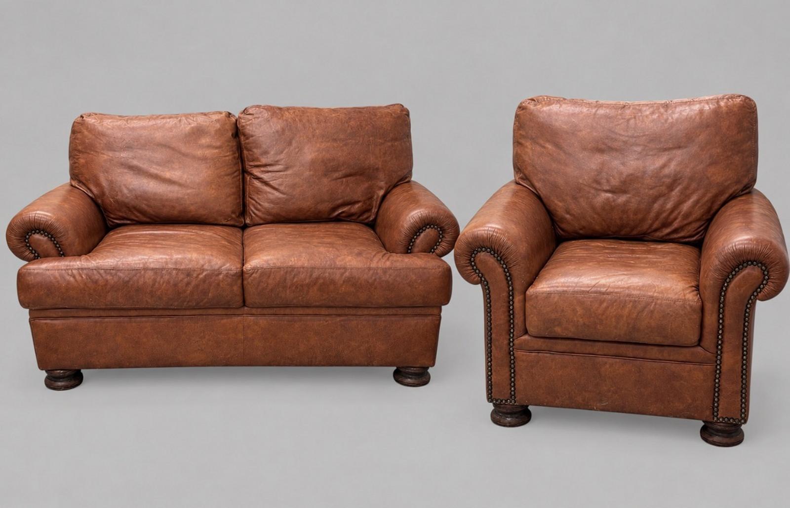 Late 20th Century Leather Two-Seater Sofa & Armchair (1 of 11) Late 20th Century Leather Two-Seater Sofa & Armchair (1 of 11)