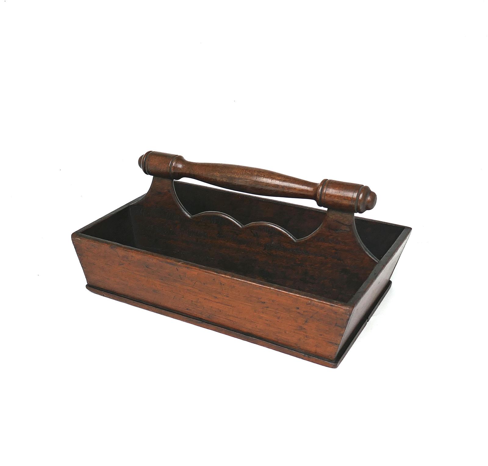 Antique Kitchenalia 18thc Fruitwood & Pine Shaped Handle Cutlery Box. (1 of 4) Antique Kitchenalia 18thc Fruitwood & Pine Shaped Handle Cutlery Box. (1 of 4)