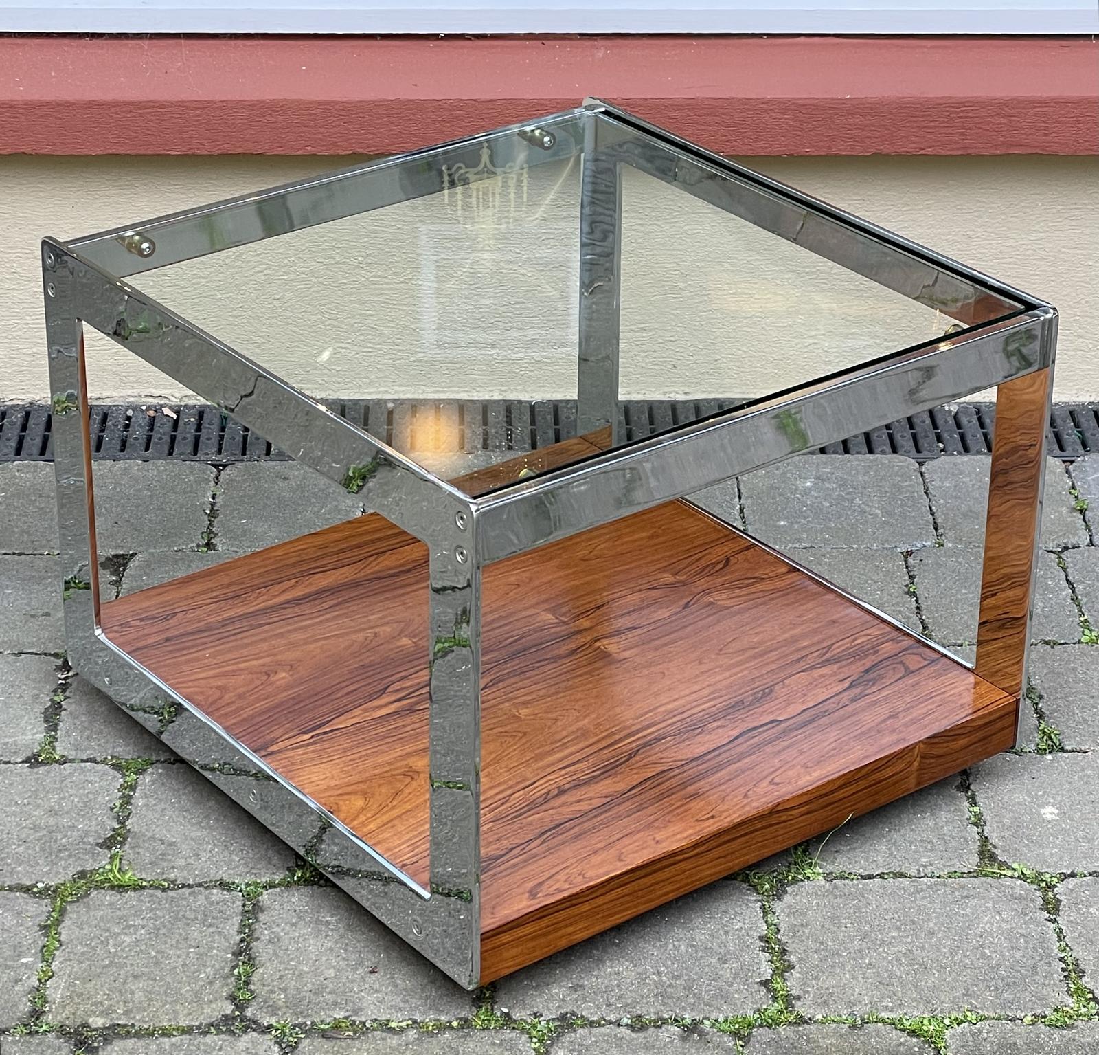 Rosewood & Chrome Side/ Coffee Table by Merrow Associates (1 of 7) Rosewood & Chrome Side/ Coffee Table by Merrow Associates (1 of 7)