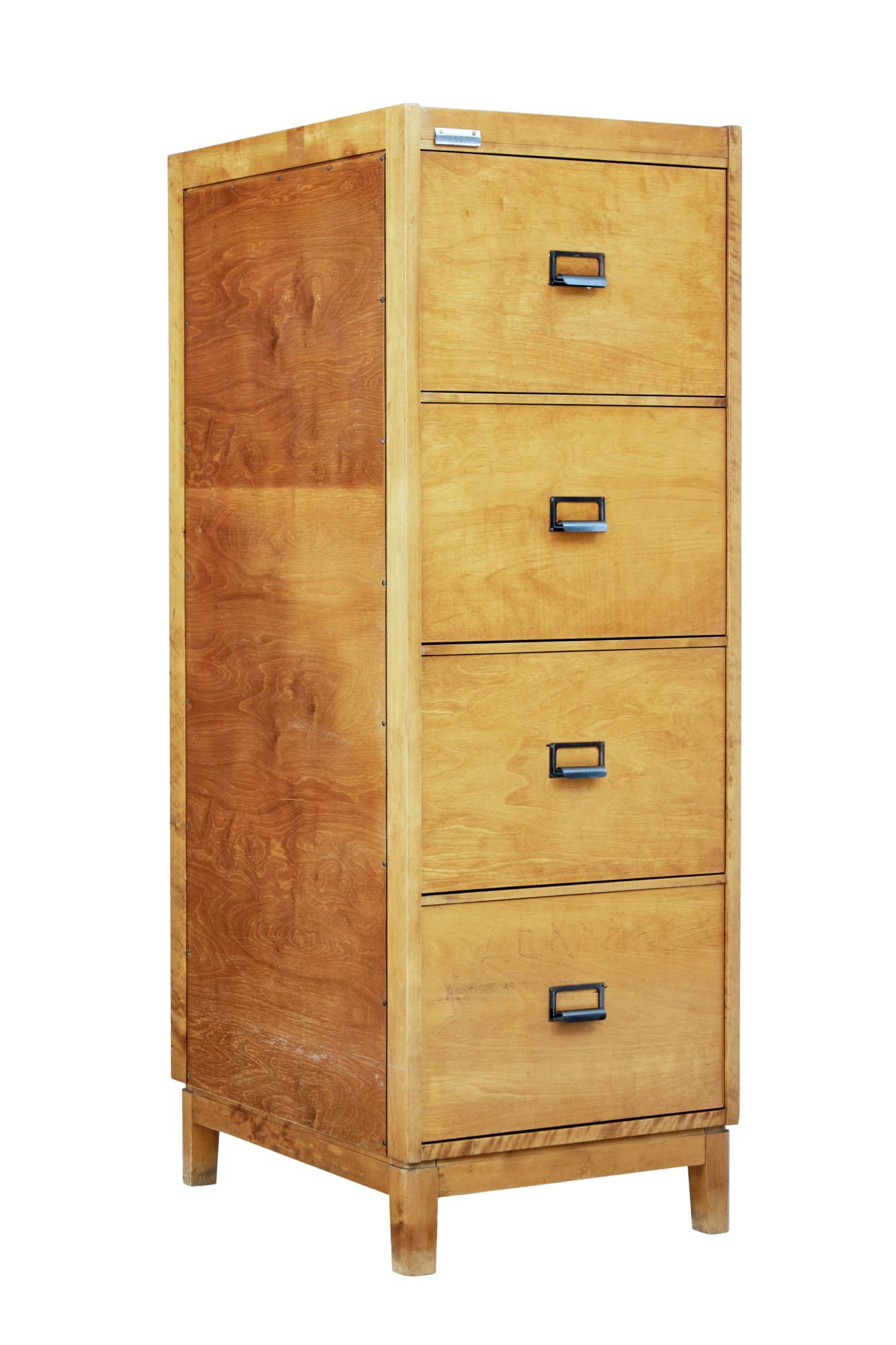 Mid 20th Century Scandinavian Birch Filing Cabinet (1 of 8)