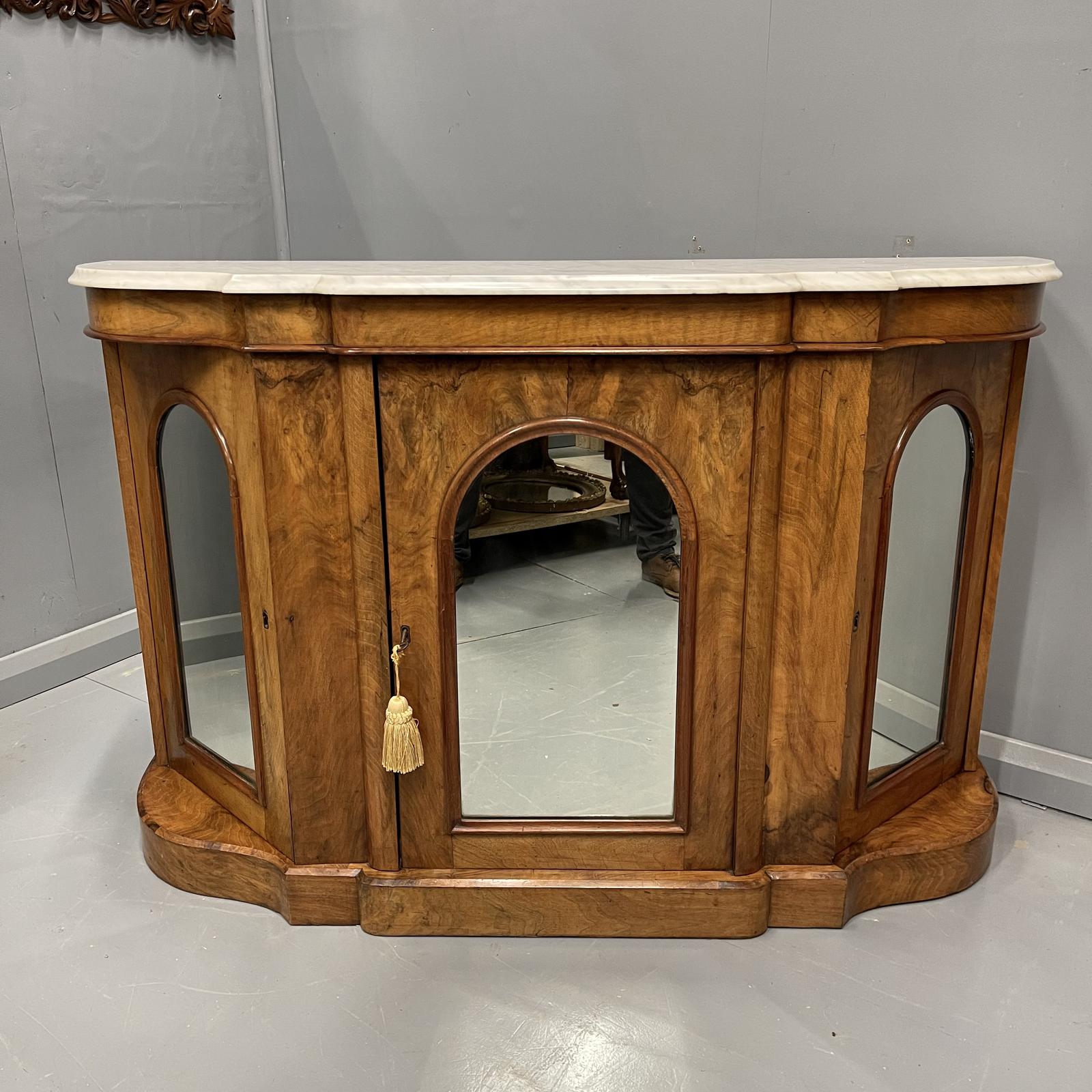 Burr Walnut & Marble Top Credenza (1 of 8) Burr Walnut & Marble Top Credenza (1 of 8)