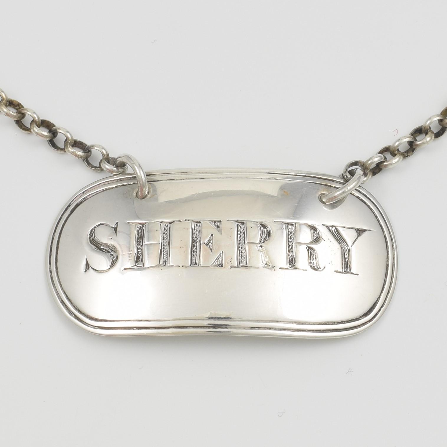 Fine Early Victorian Silver "Sherry" Decanter Wine Label c.1845 (1 of 4)
