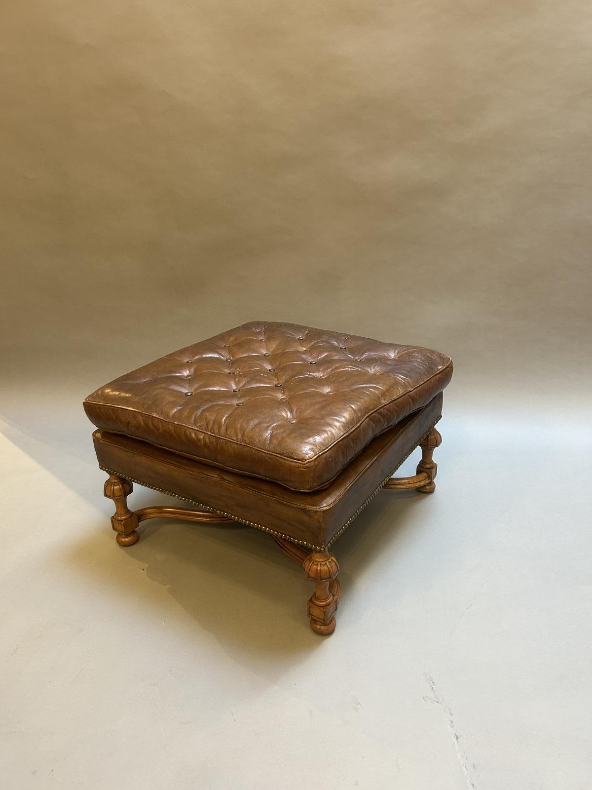 Leather Upholstered Foots Stool (1 of 8)