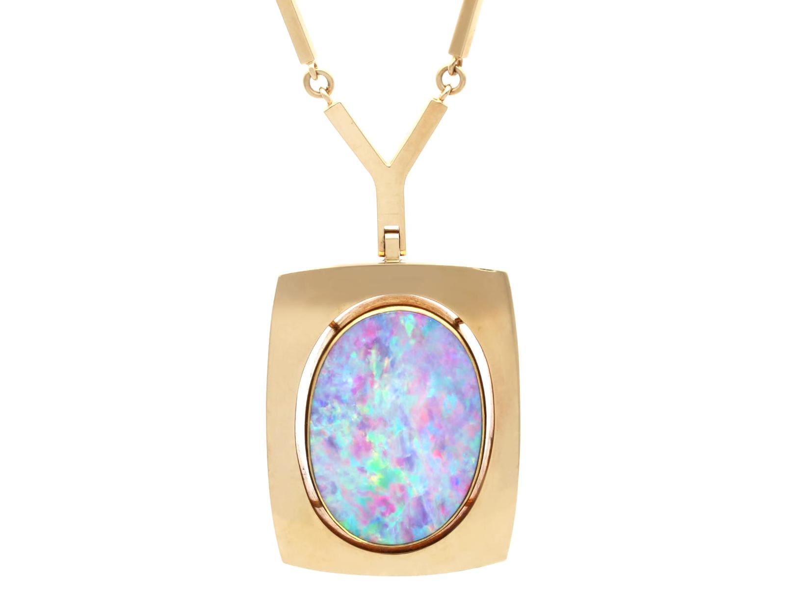 Vintage 6.34ct Opal & 14k Yellow Gold Pendant c.1950 (1 of 11)