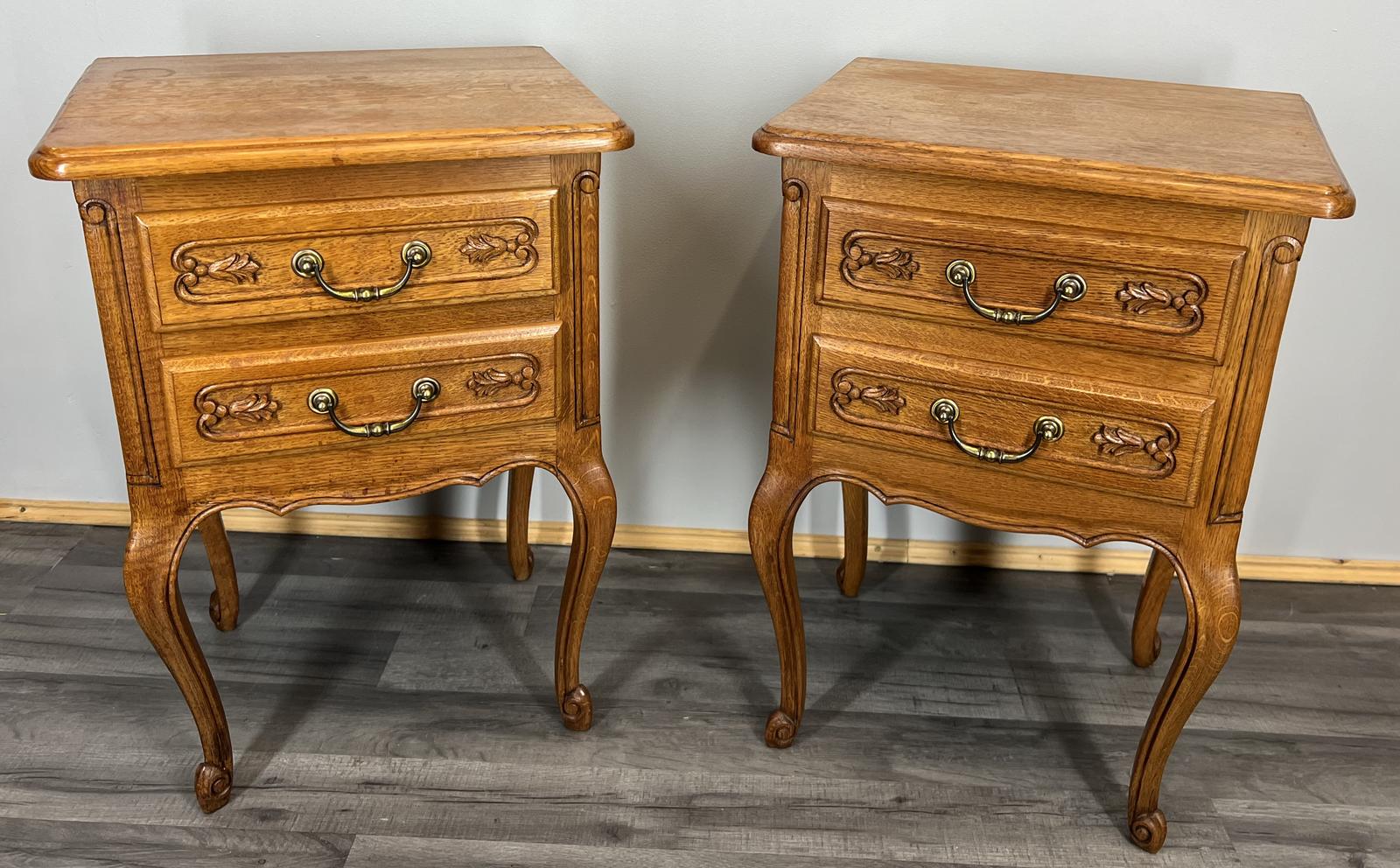 Pair of Bedside Tables - French Oak Vintage Nightstands (1 of 13)