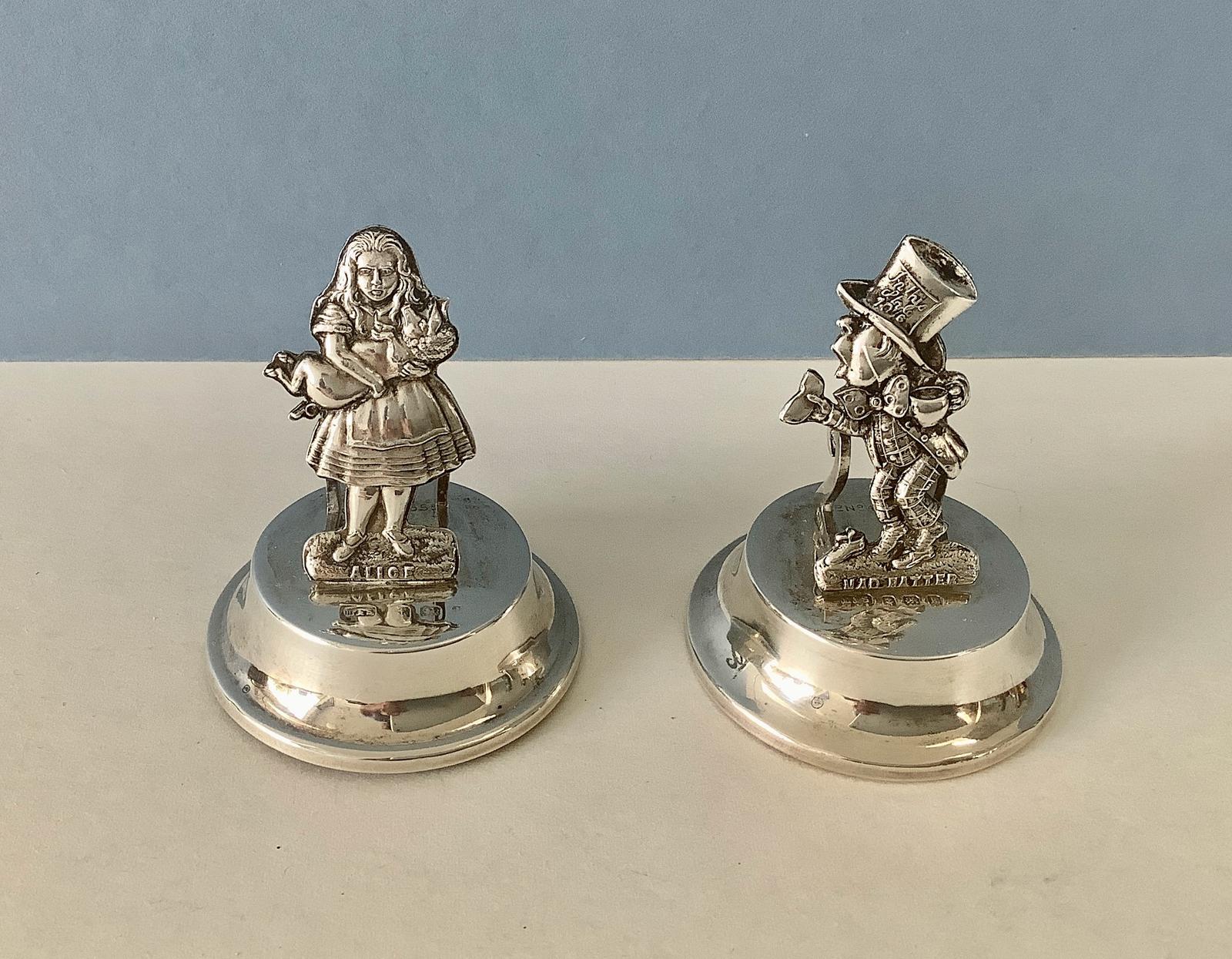 Pair of Antique Silver 'Alice in Wonderland' Menu Holders (1 of 8)