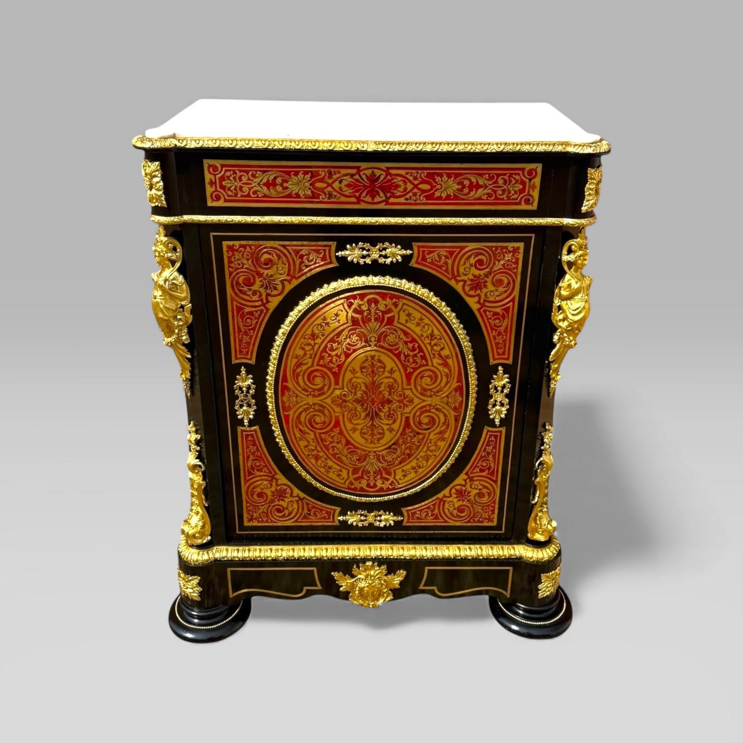 French Napoleon III Ebonised Brass & Tortoiseshell Boulle & Marble Pier Cabinet (1 of 15) French Napoleon III Ebonised Brass & Tortoiseshell Boulle & Marble Pier Cabinet (1 of 15)