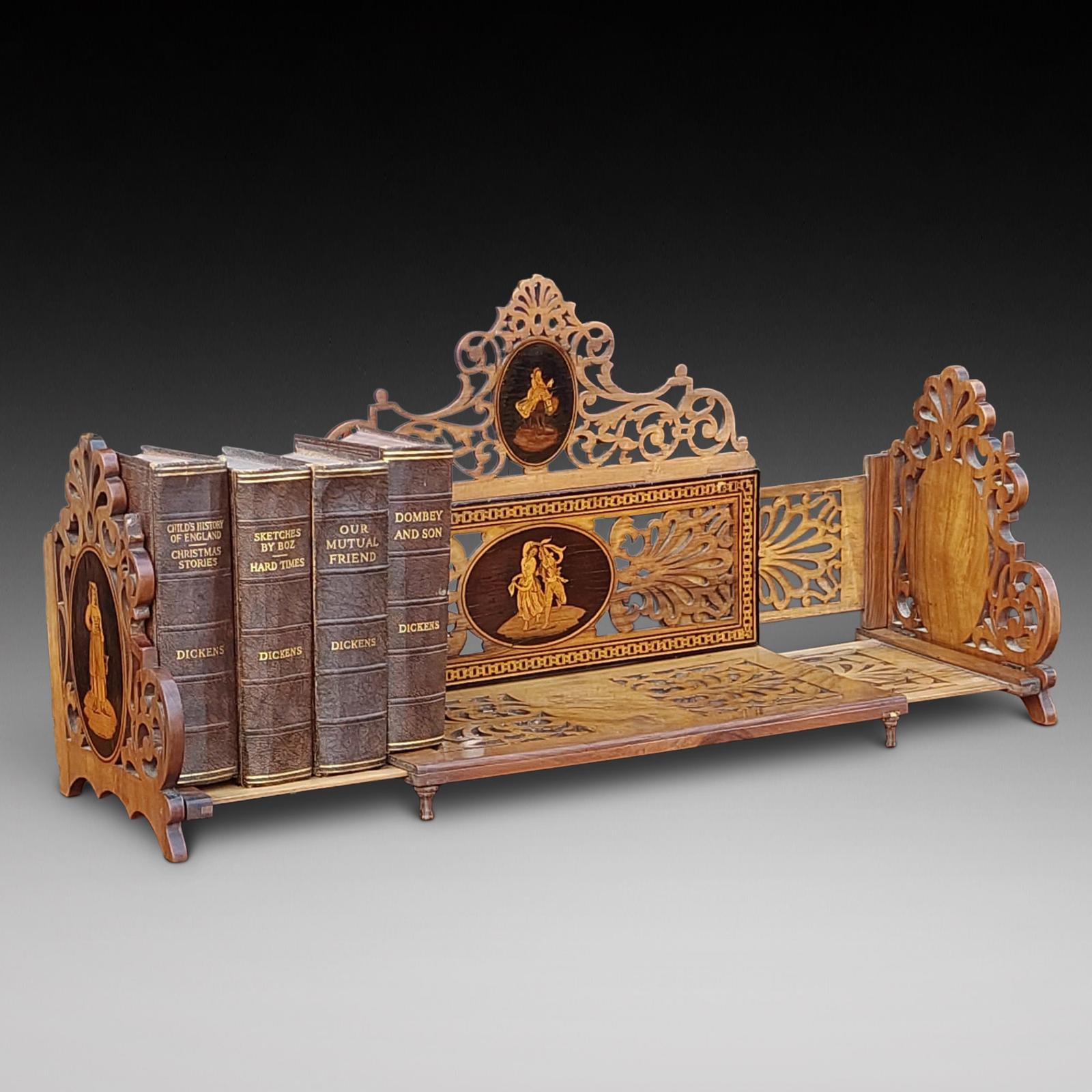 Late 19th Century Sorrento Olive Wood Extending Book Rack (1 of 7) Late 19th Century Sorrento Olive Wood Extending Book Rack (1 of 7)