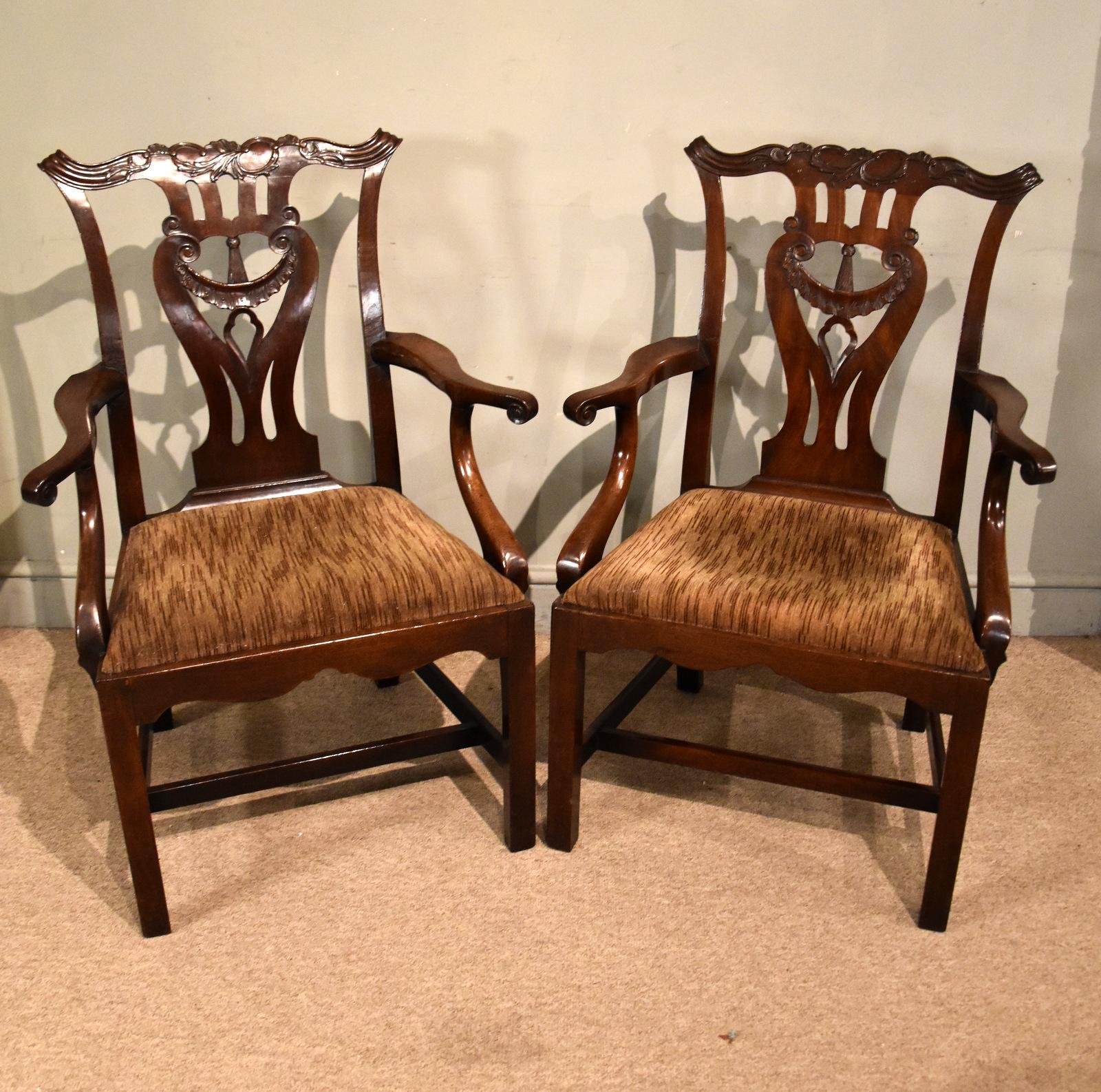 Pair of Chippendale Period Cuban Mahogany Armchairs (1 of 7) Pair of Chippendale Period Cuban Mahogany Armchairs (1 of 7)