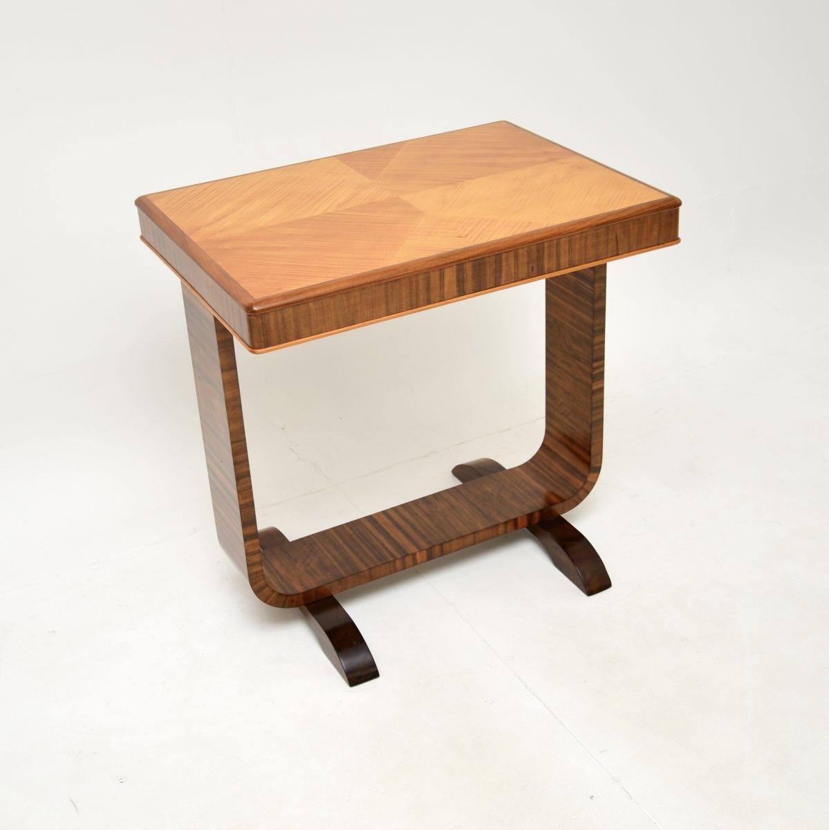 Art Deco Satin Birch & Walnut Occasional Side Table (1 of 10)